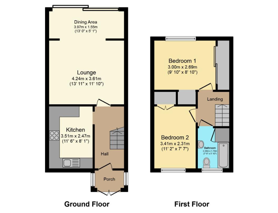 Floorplan of 2 bedroom Mid Terrace House for sale, Watsons Hill, Kent, ME10