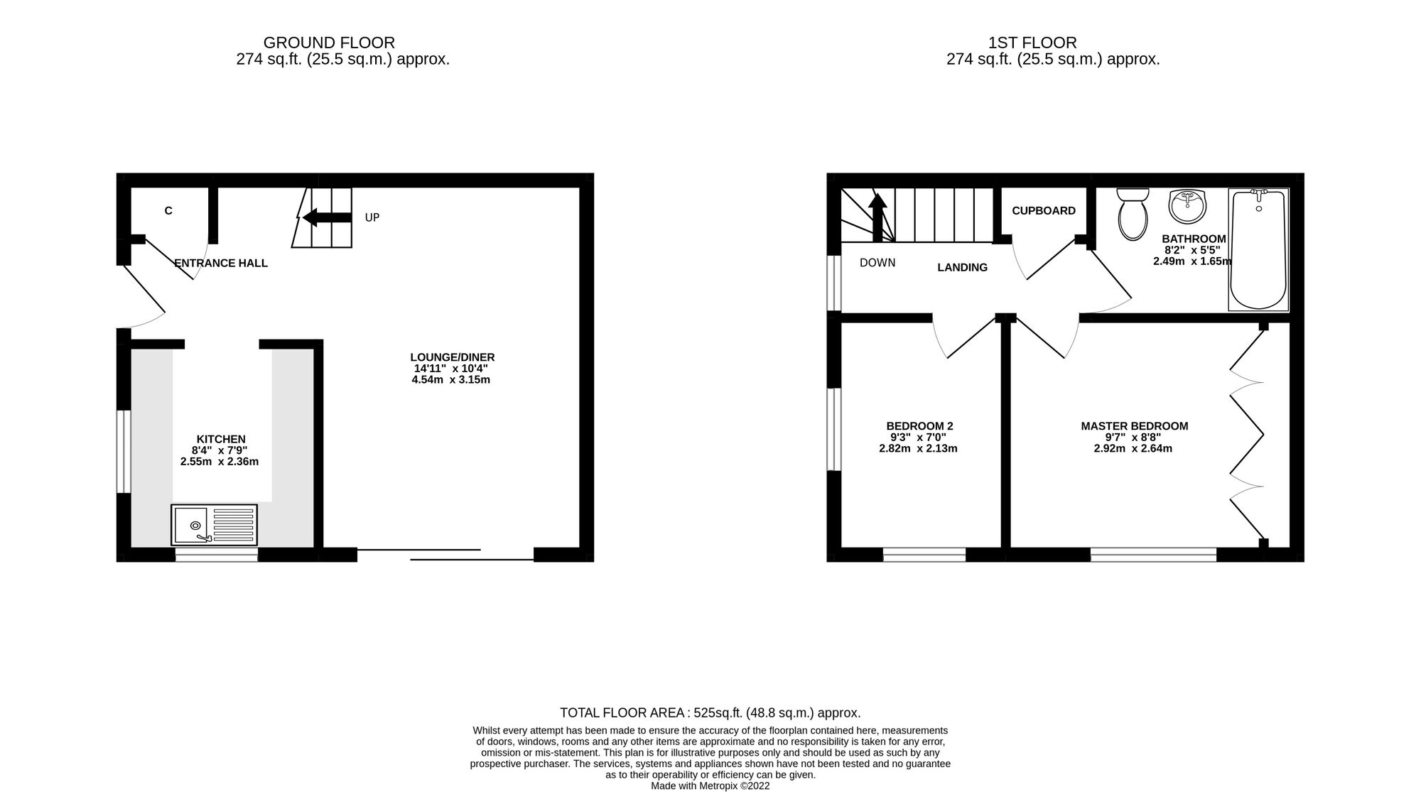 Floorplan of 2 bedroom End Terrace House to rent, Wadham Place, Sittingbourne, Kent, ME10