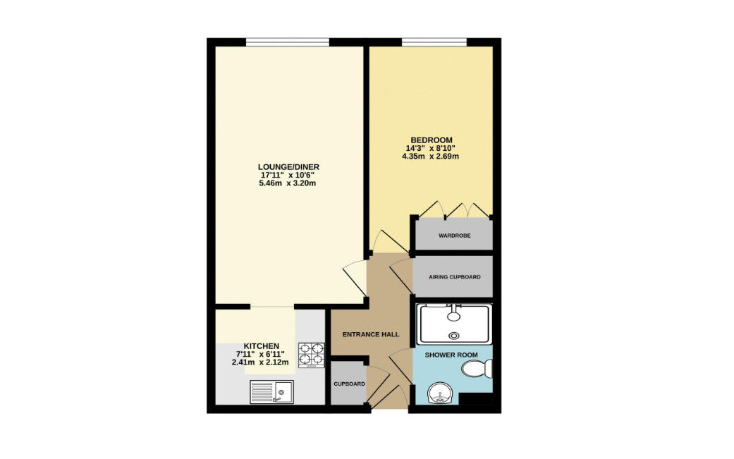 Floorplan of 1 bedroom  Flat for sale, Barkers Court, Sittingbourne, Kent, ME10