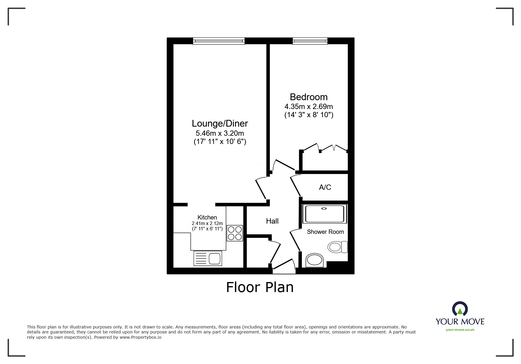 Floorplan of 1 bedroom  Flat for sale, Barkers Court, Sittingbourne, Kent, ME10