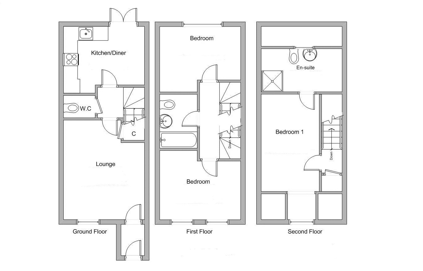 Floorplan of 3 bedroom End Terrace House for sale, Peach Blossom Drive, Iwade, Kent, ME9