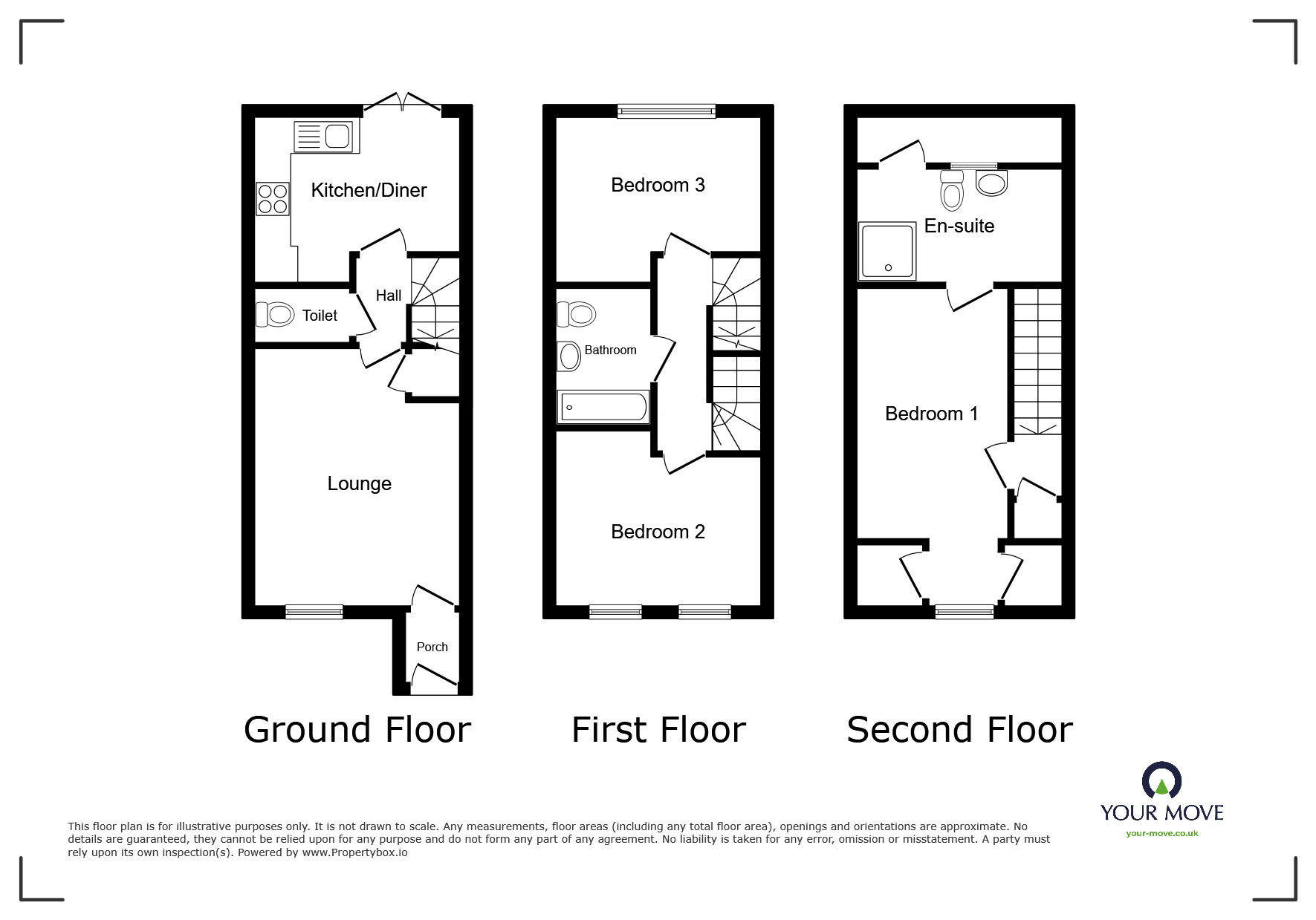 Floorplan of 3 bedroom End Terrace House for sale, Peach Blossom Drive, Iwade, Kent, ME9