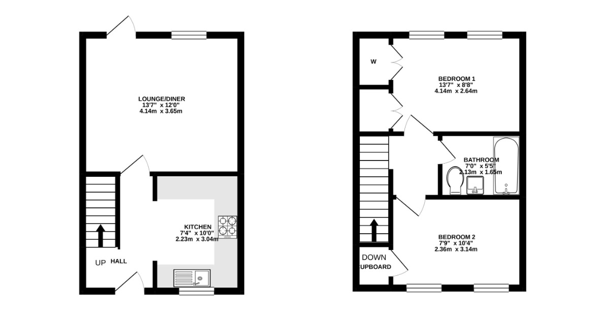 Floorplan of 2 bedroom Mid Terrace House for sale, Adisham Green, Kemsley, Kent, ME10