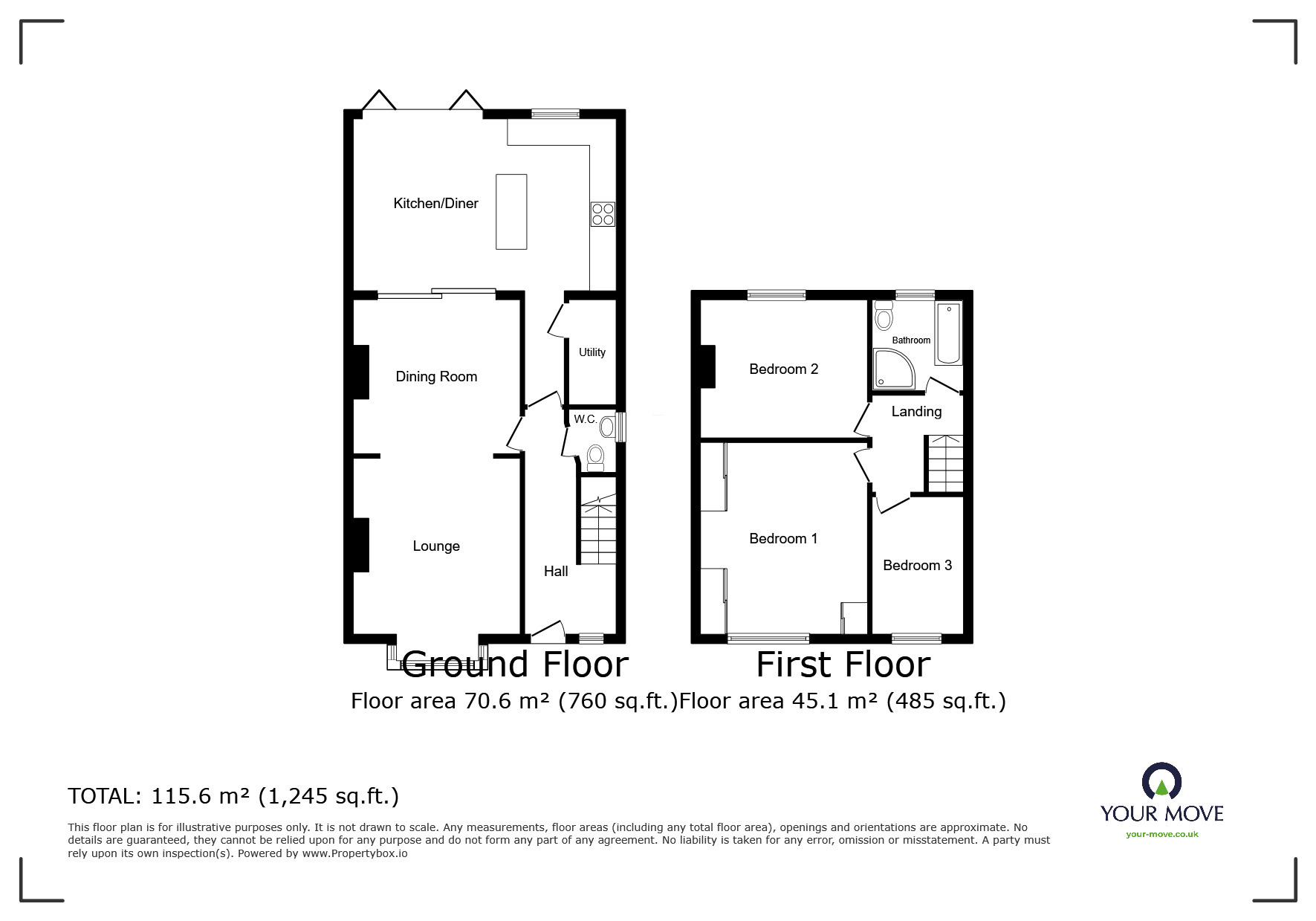 Floorplan of 3 bedroom Semi Detached House for sale, Bobbing Hill, Bobbing, Kent, ME9