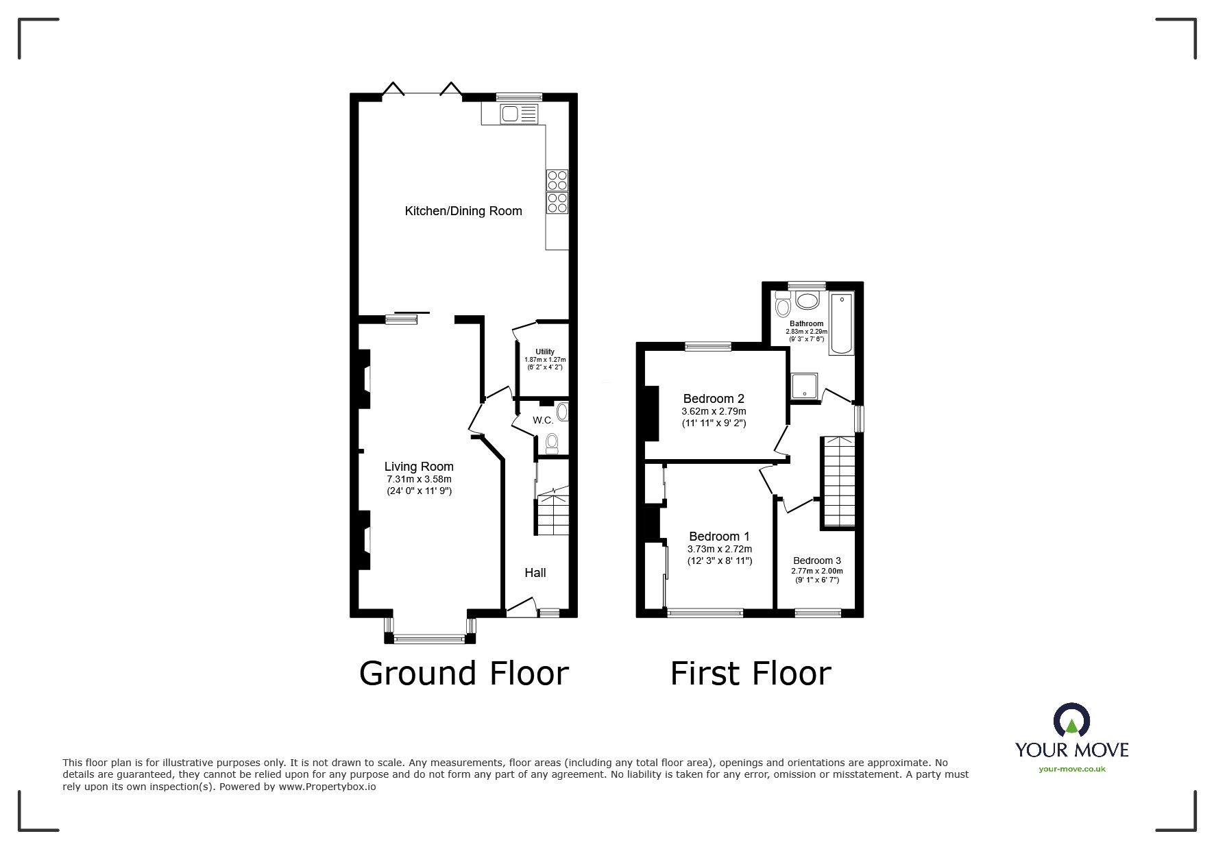 Floorplan of 3 bedroom Semi Detached House for sale, Bobbing Hill, Bobbing, Kent, ME9