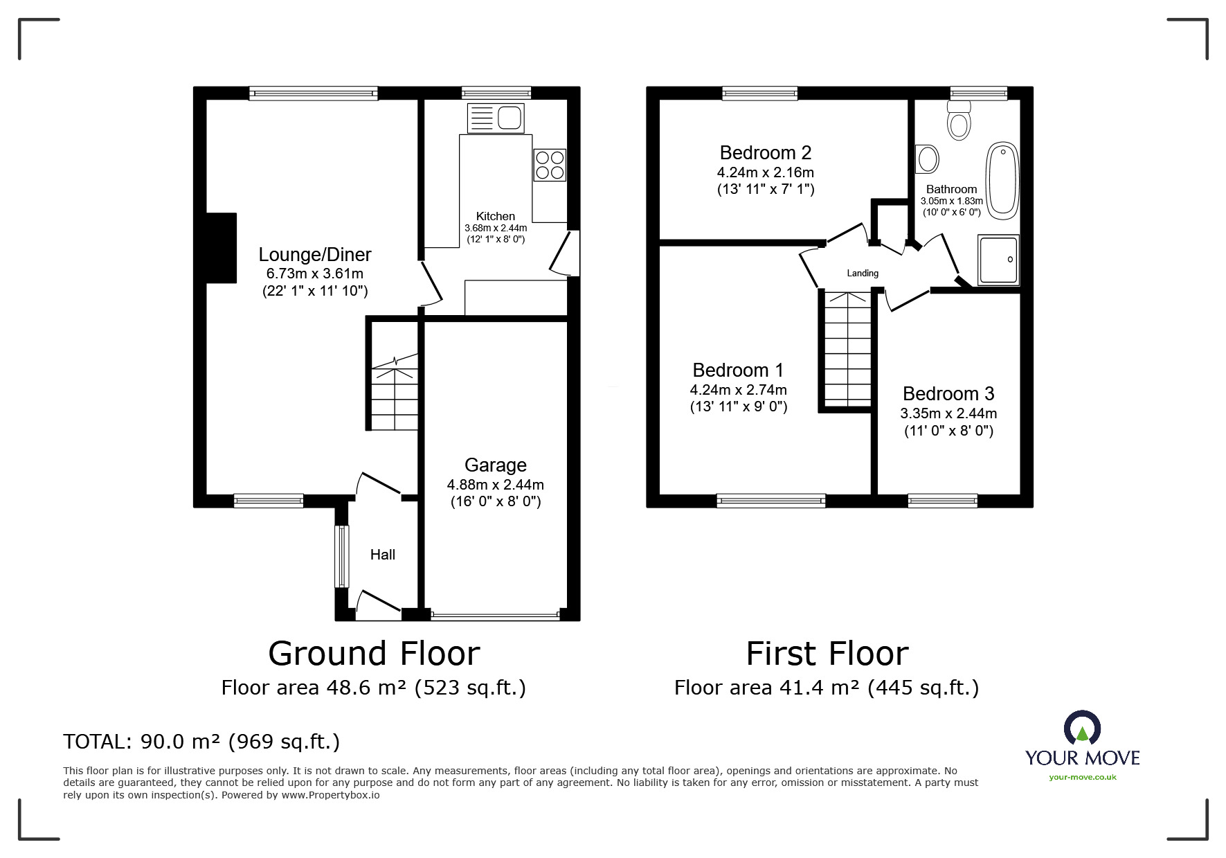 Floorplan of 3 bedroom Semi Detached House to rent, Grove Park Avenue, Sittingbourne, Kent, ME10