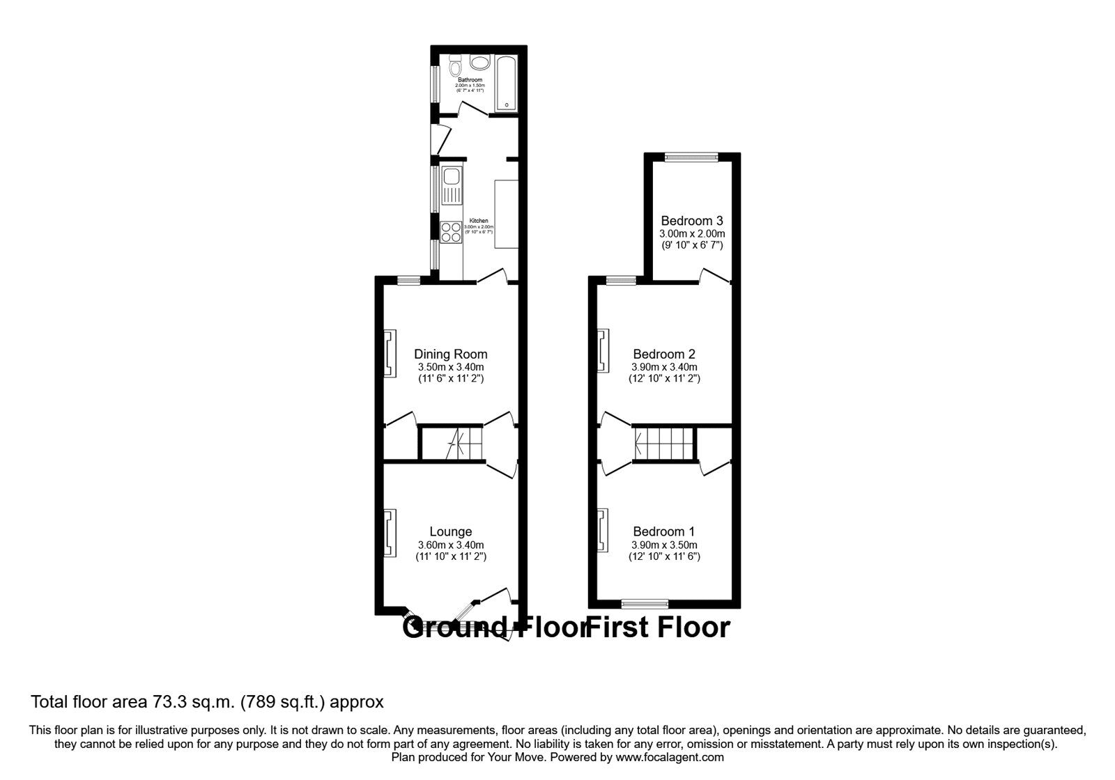 Floorplan of 3 bedroom Mid Terrace House for sale, Murston Road, Sittingbourne, Kent, ME10