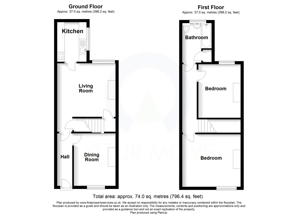 Floorplan of 2 bedroom Mid Terrace House for sale, Tillington Street, Stafford, Staffordshire, ST16