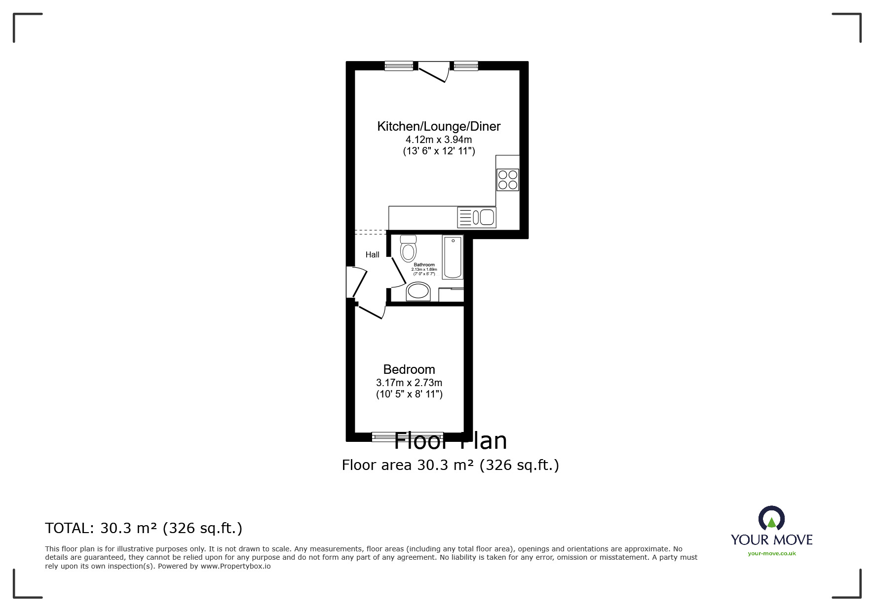 Floorplan of 1 bedroom  Flat for sale, The Broadway, Minster on Sea, Kent, ME12