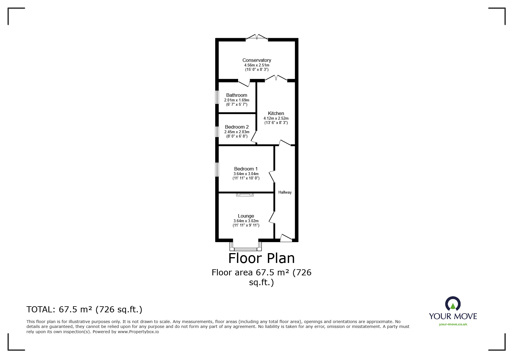 Floorplan of 2 bedroom Semi Detached Bungalow for sale, Summerville Avenue, Minster on Sea, Kent, ME12