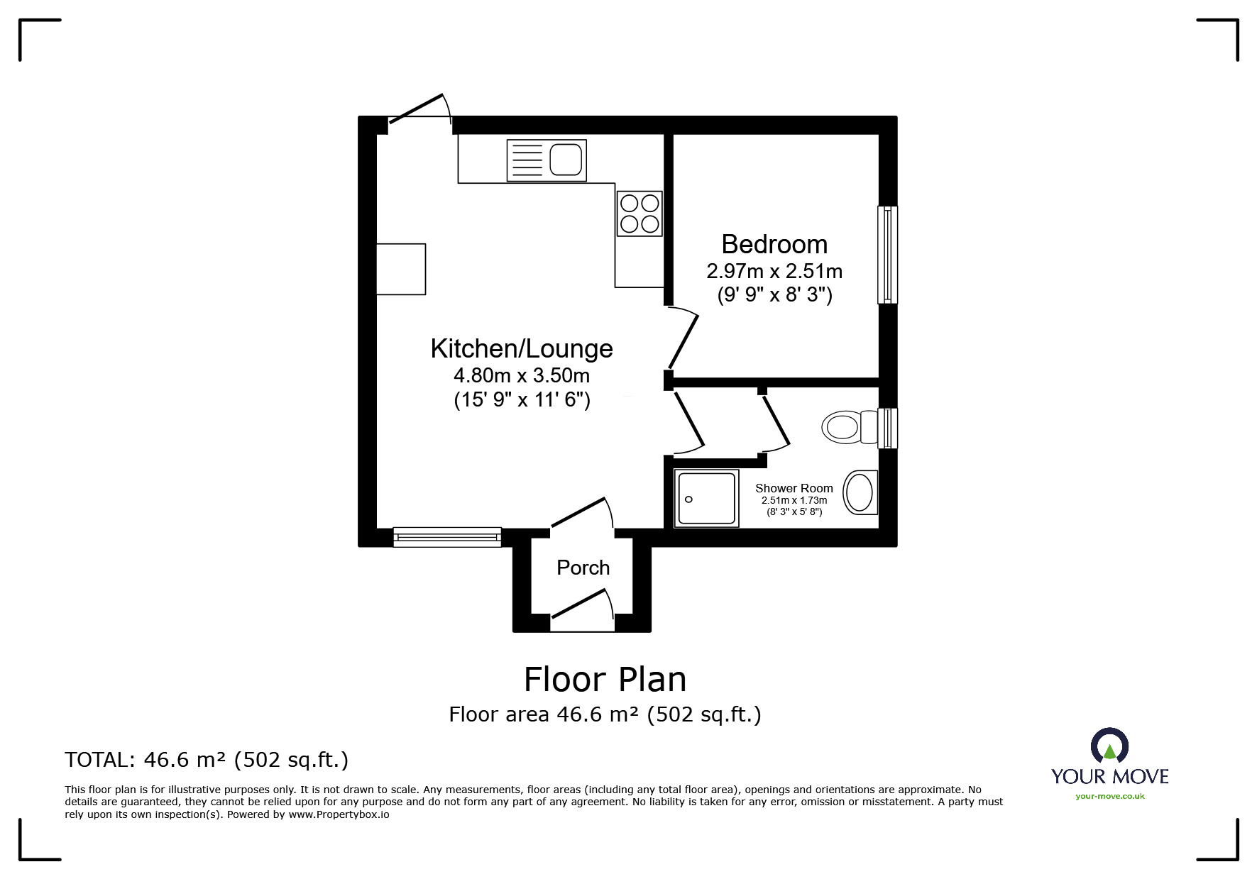 Floorplan of 1 bedroom End Terrace Bungalow for sale, Main Road, Queenborough, Kent, ME11