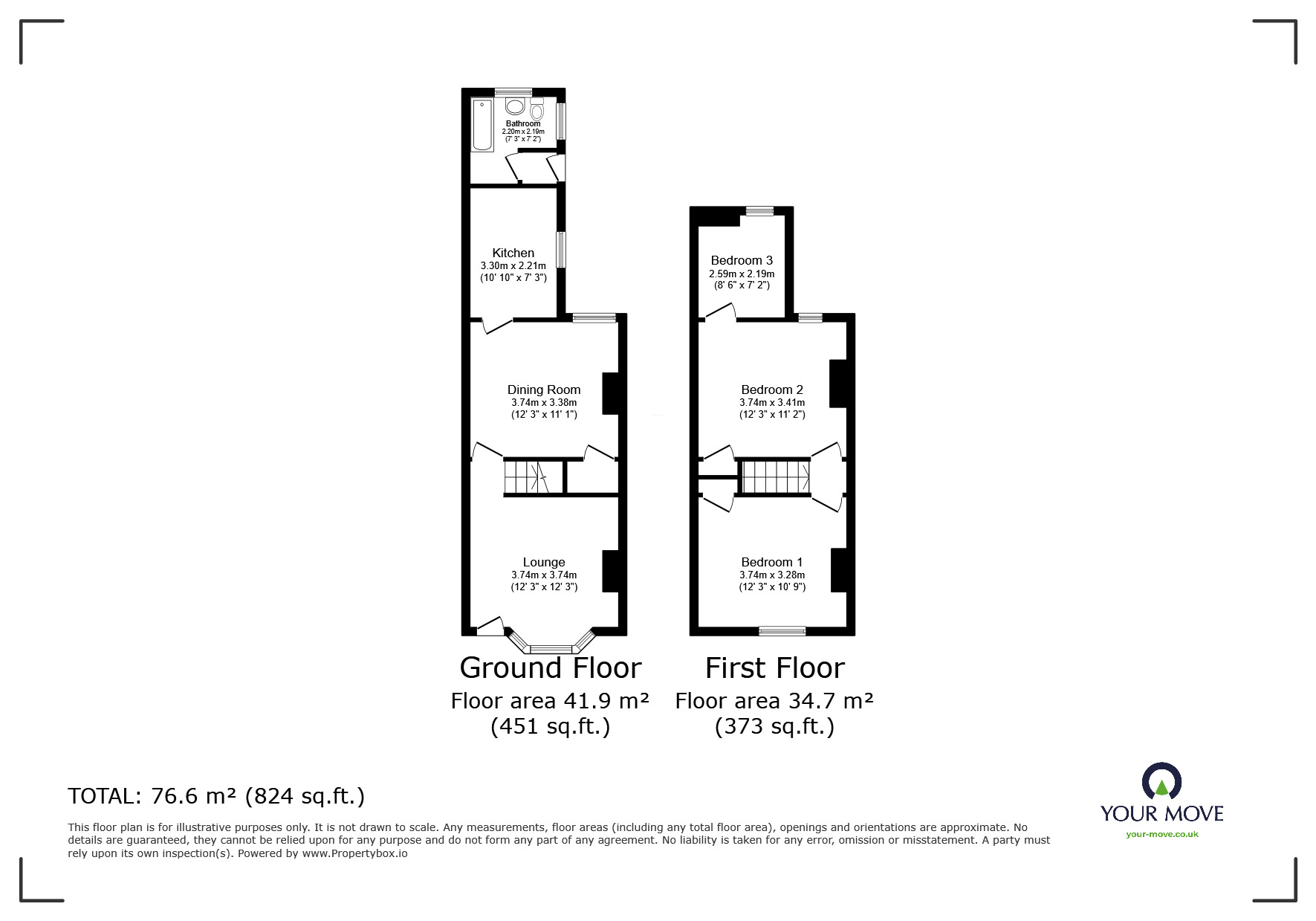 Floorplan of 3 bedroom Mid Terrace House for sale, Jefferson Road, Sheerness, Kent, ME12