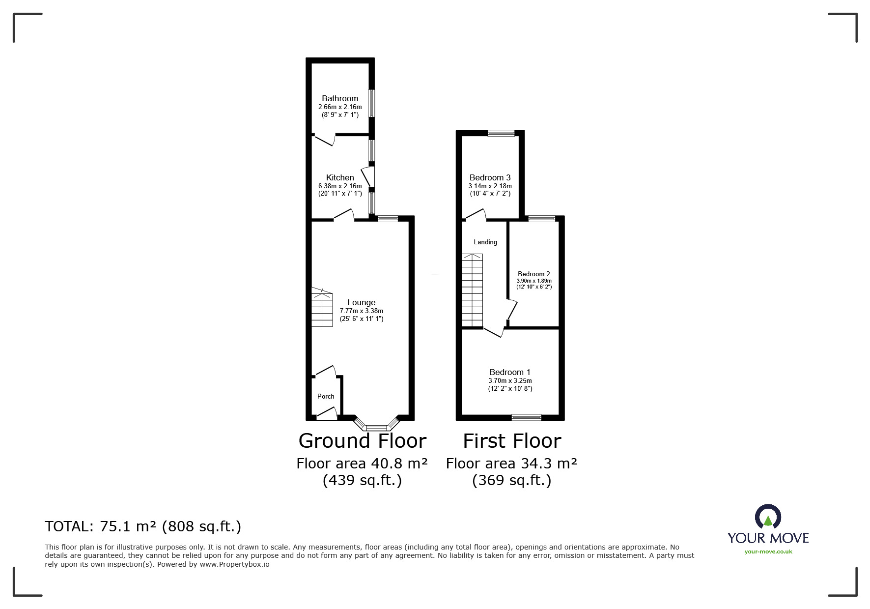 Floorplan of 3 bedroom Mid Terrace House for sale, Jefferson Road, Sheerness, Kent, ME12