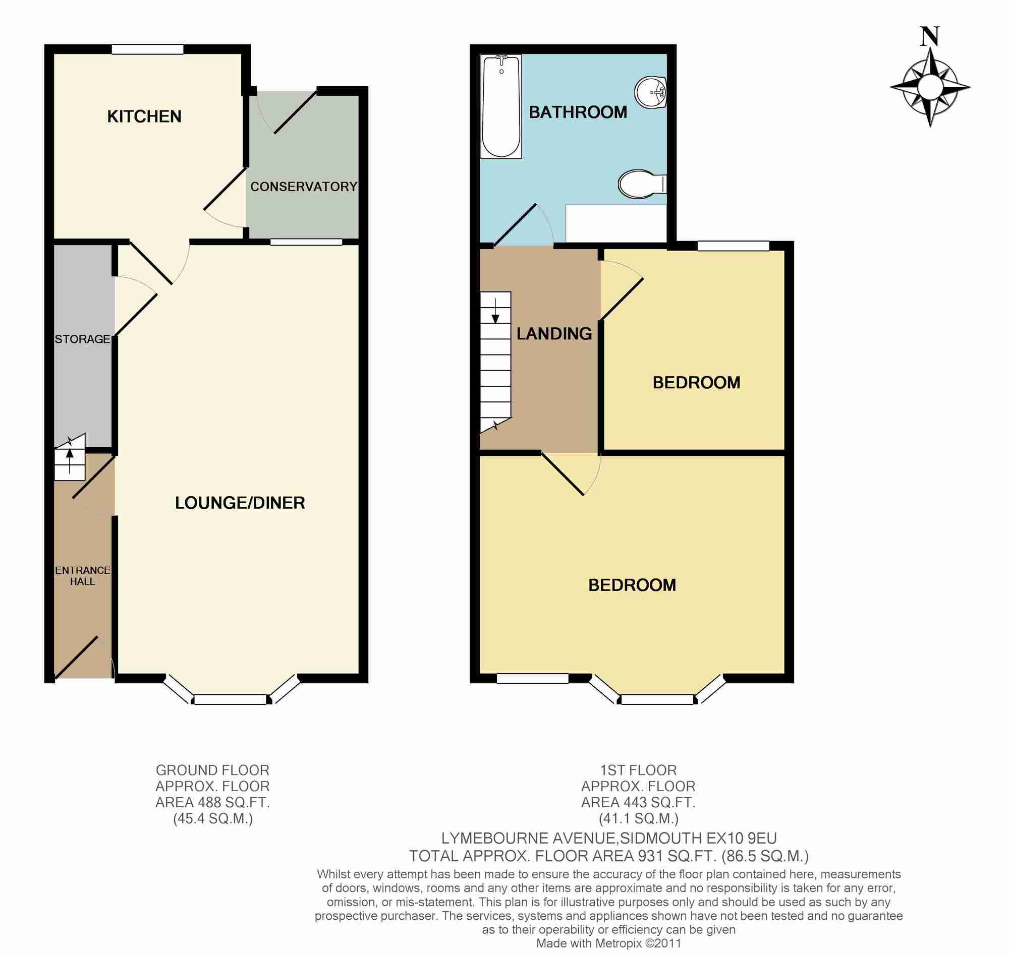 Floorplan of 2 bedroom Mid Terrace House for sale, Lymebourne Avenue, Sidmouth, Devon, EX10