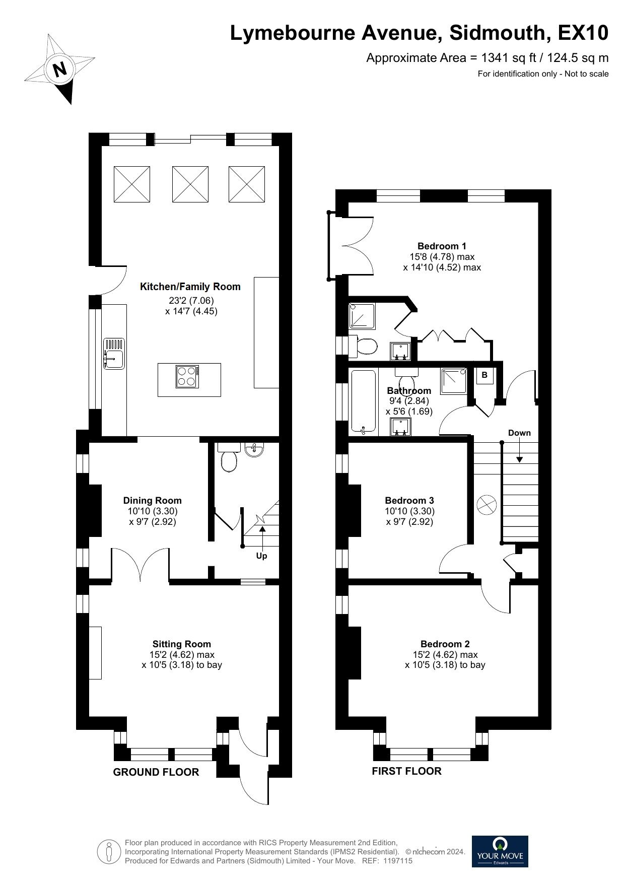 Floorplan of 3 bedroom End Terrace House for sale, Lymebourne Avenue, Sidmouth, Devon, EX10