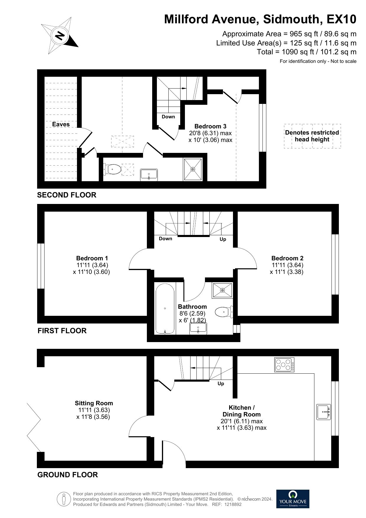 Floorplan of 3 bedroom Detached House for sale, Millford Avenue, Sidmouth, Devon, EX10