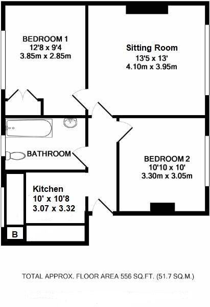 Floorplan of 2 bedroom  Flat for sale, Exeter Road, Newton Poppleford, Devon, EX10