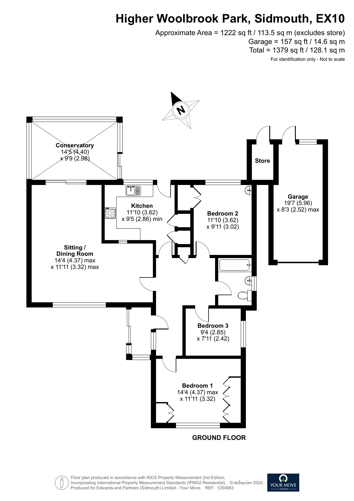 Floorplan of 3 bedroom Detached Bungalow for sale, Higher Woolbrook Park, Sidmouth, Devon, EX10