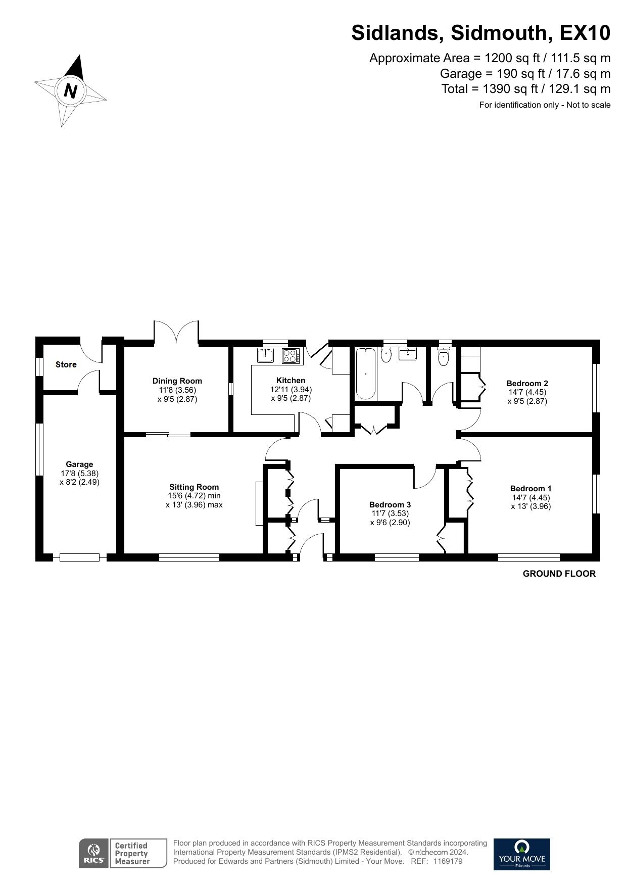 Floorplan of 3 bedroom Detached Bungalow for sale, Sidlands, Sidmouth, Devon, EX10