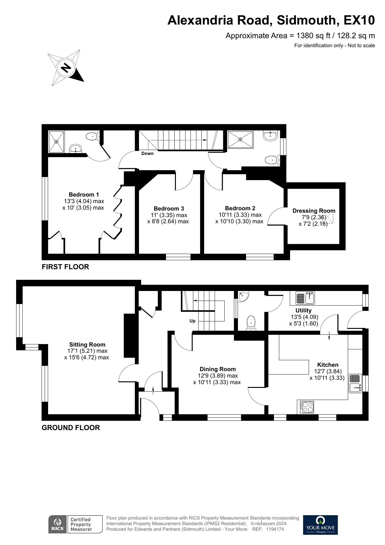 Floorplan of 3 bedroom Semi Detached House for sale, Alexandria Road, Sidmouth, Devon, EX10