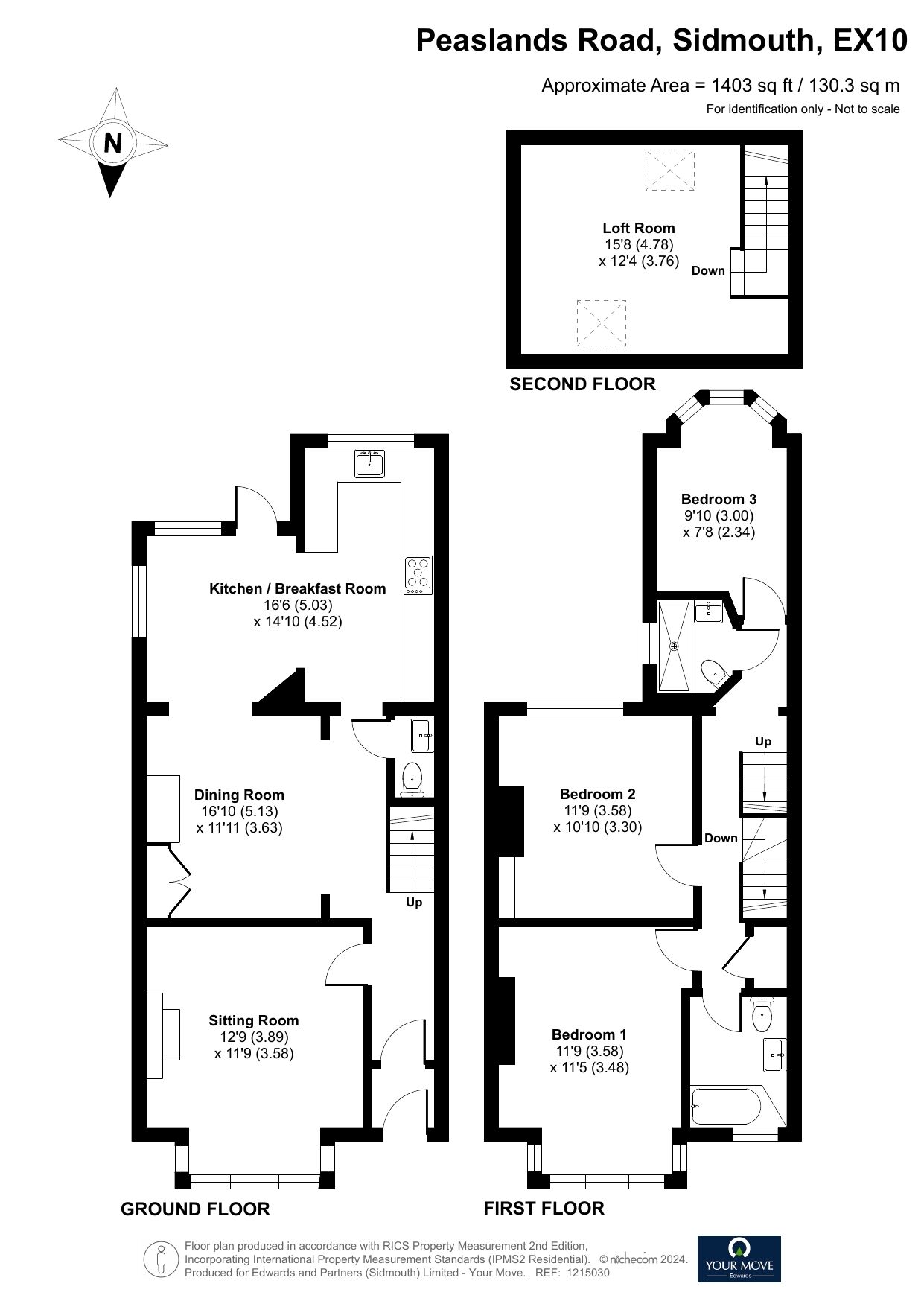 Floorplan of 4 bedroom Mid Terrace House for sale, Peaslands Road, Sidmouth, Devon, EX10