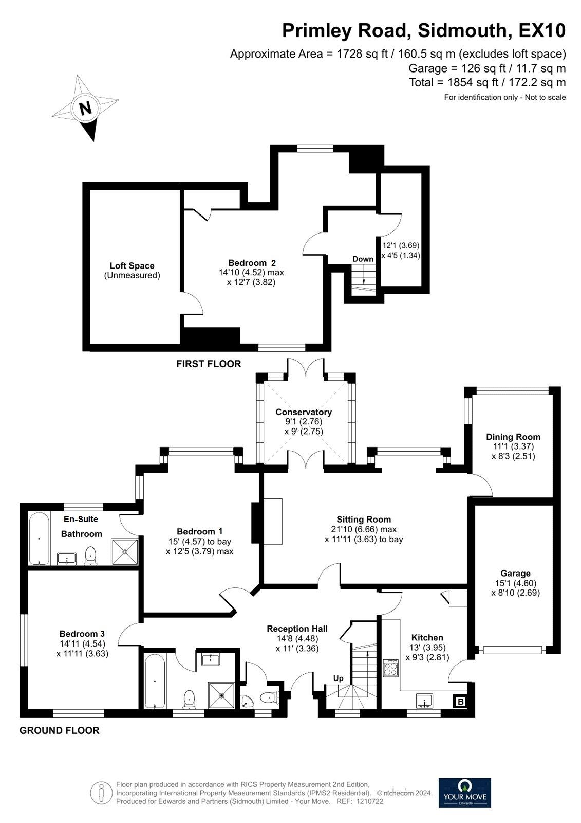 Floorplan of 3 bedroom Detached Bungalow for sale, Primley Road, Sidmouth, Devon, EX10