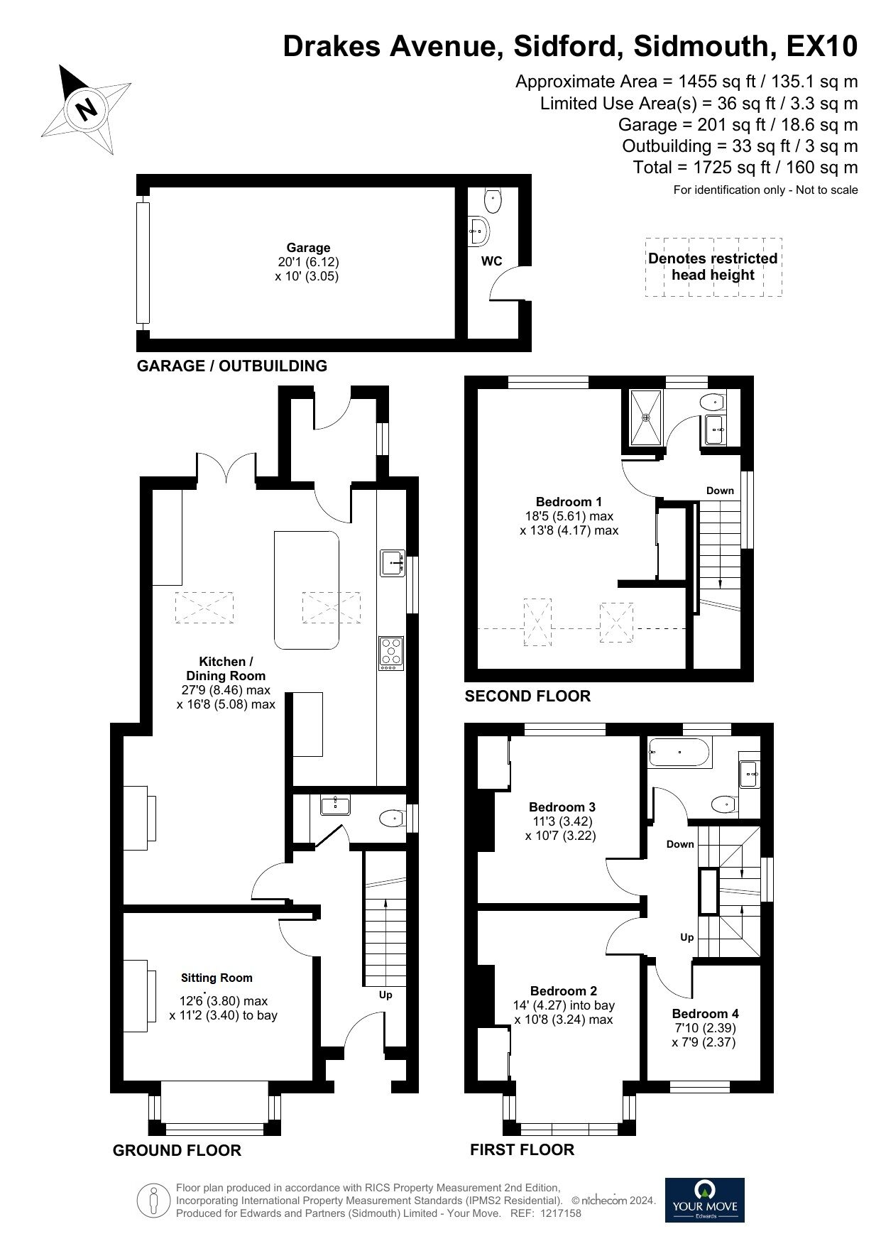 Floorplan of 4 bedroom Semi Detached House for sale, Drakes Avenue, Sidford, Devon, EX10