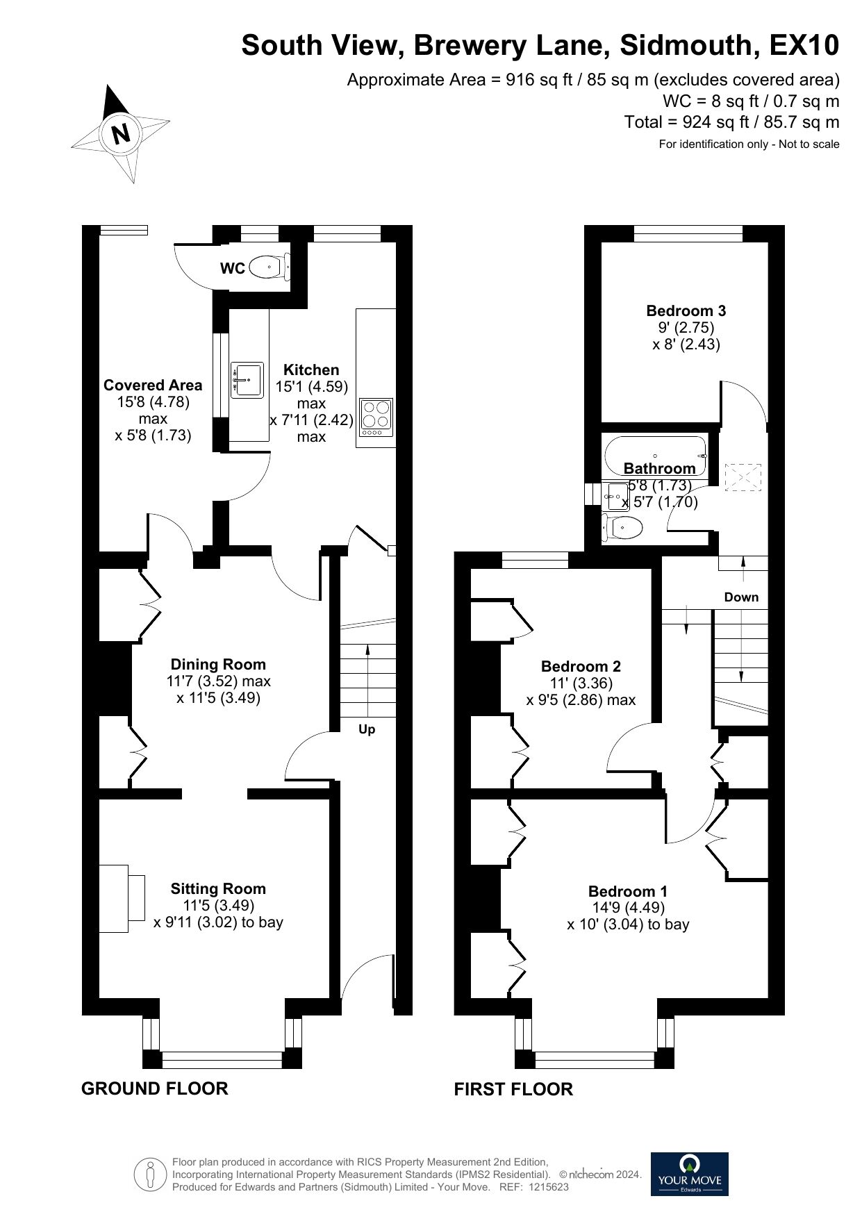 Floorplan of 3 bedroom Mid Terrace House for sale, Brewery Lane, Sidmouth, Devon, EX10