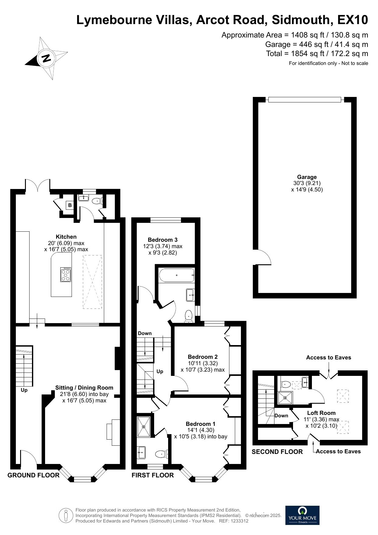 Floorplan of 3 bedroom Mid Terrace House for sale, Arcot Road, Sidmouth, Devon, EX10