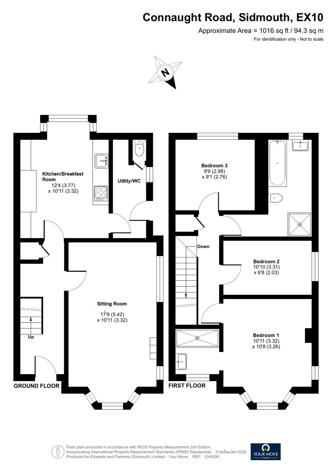 Floorplan of 3 bedroom Semi Detached House for sale, Connaught Road, Sidmouth, Devon, EX10