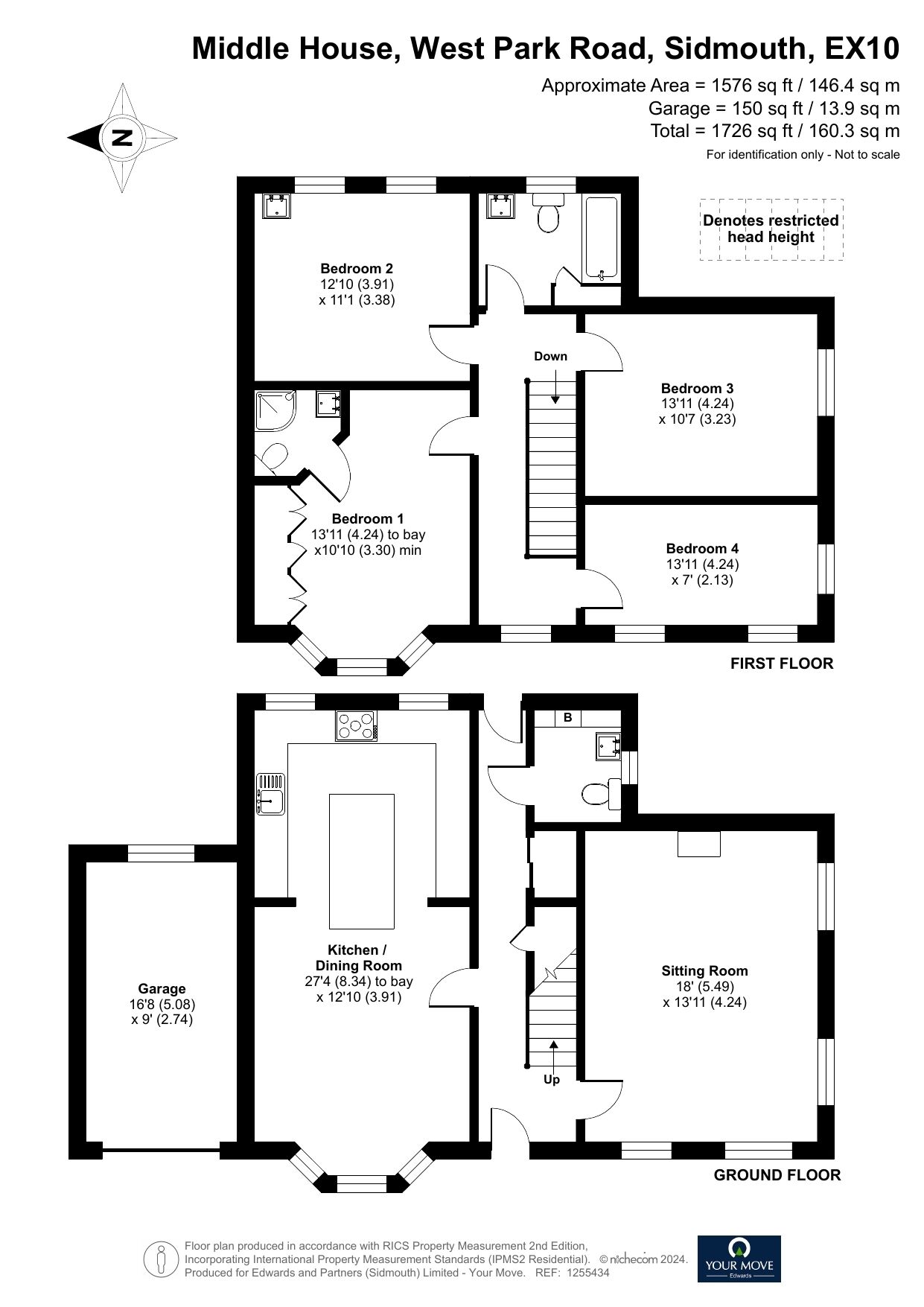 Floorplan of 4 bedroom Detached House for sale, West Park Road, Sidmouth, Devon, EX10