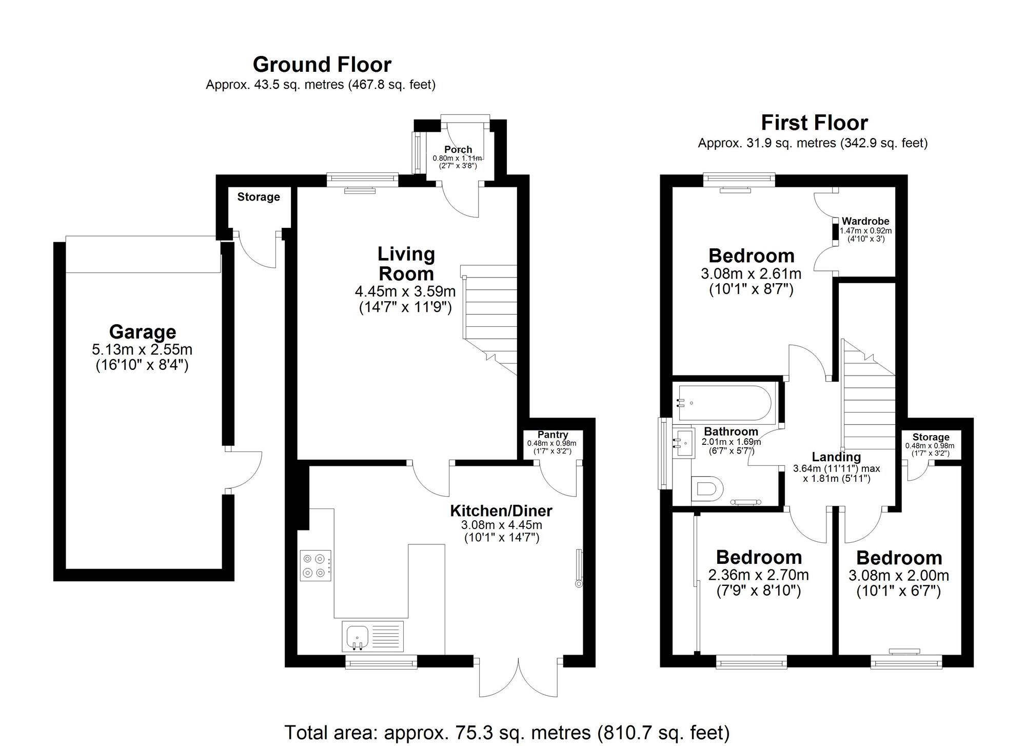 Floorplan of 3 bedroom Semi Detached House for sale, Tyebeams, Birmingham, West Midlands, B34