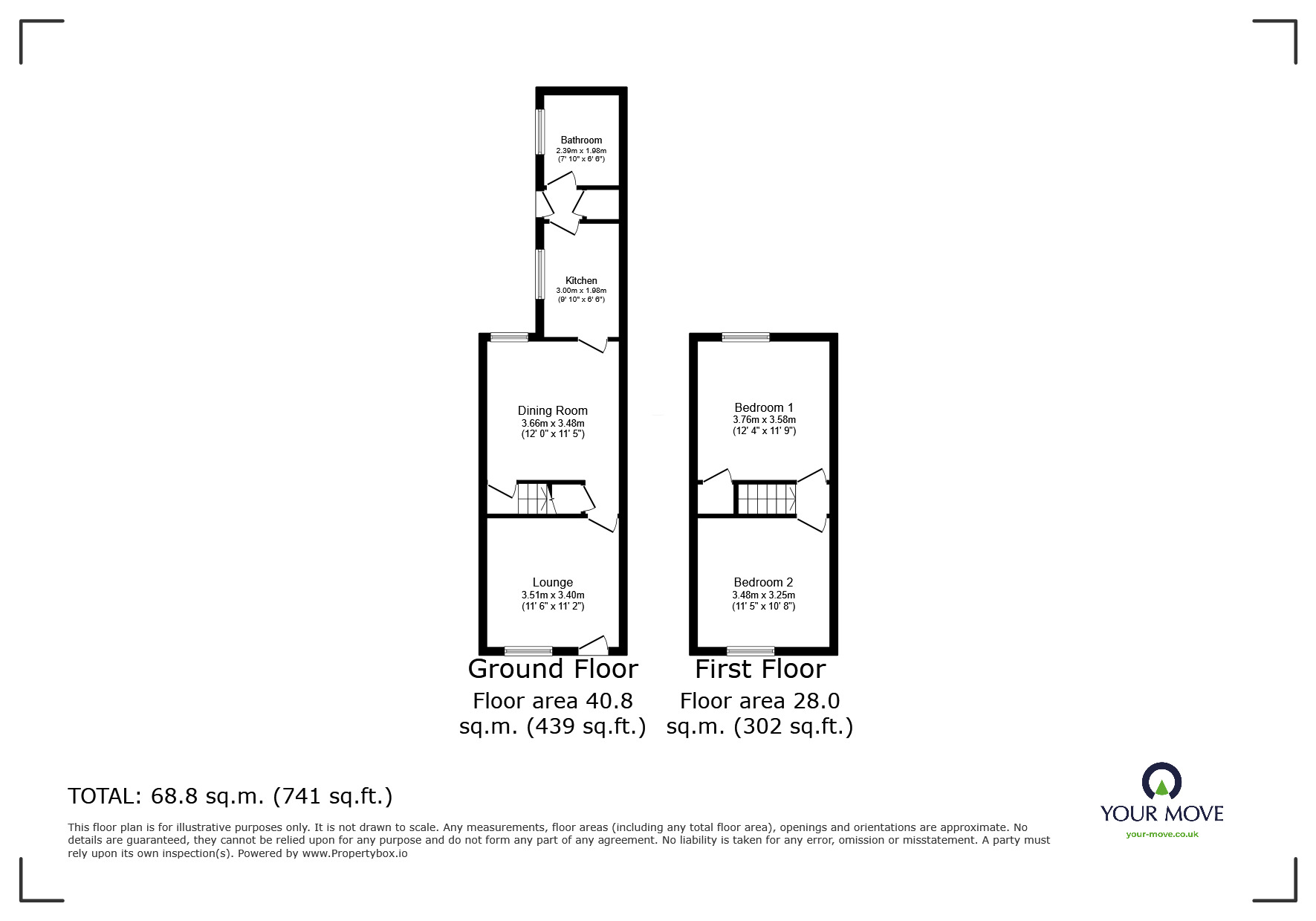 Floorplan of 2 bedroom Mid Terrace House to rent, Salisbury Street, Tunstall, Stoke-On-Trent, ST6