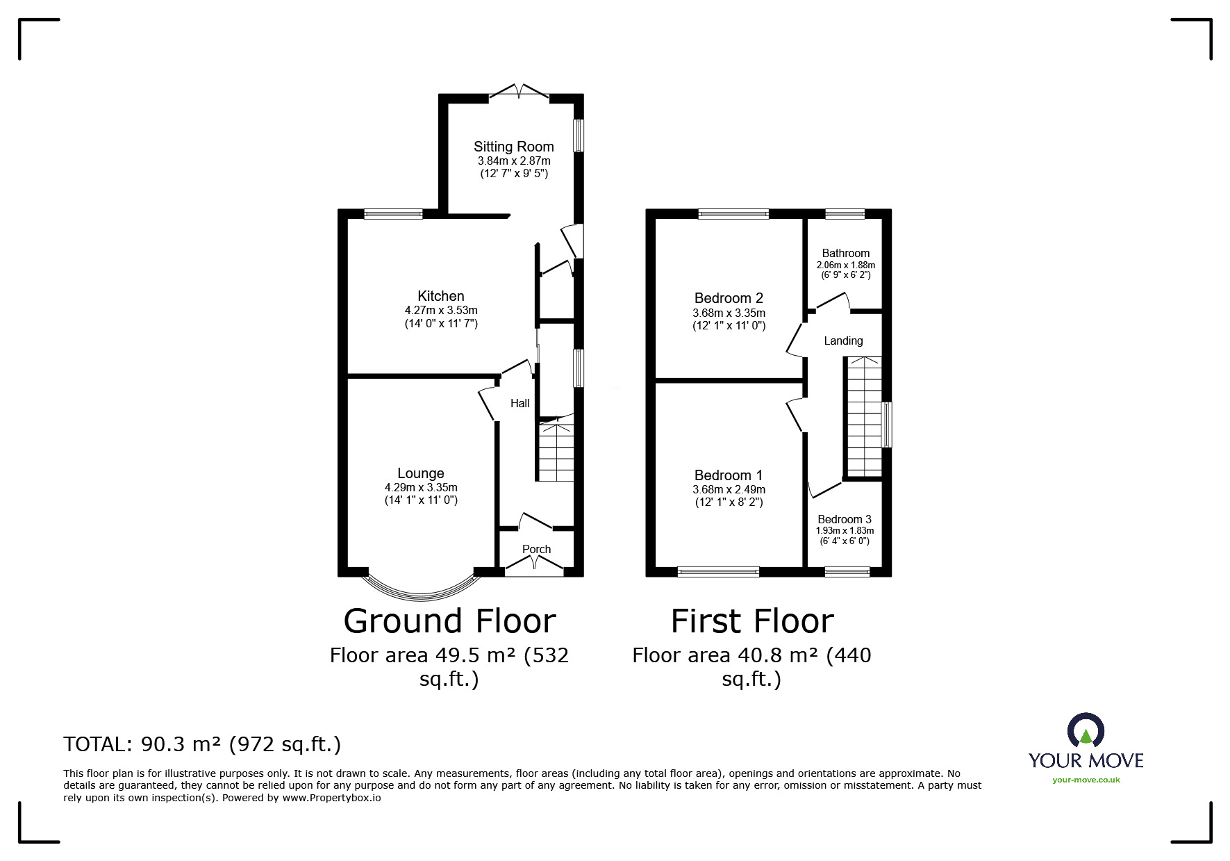 Floorplan of 3 bedroom Semi Detached House to rent, Burnhays Road, Stoke-On-Trent, ST6