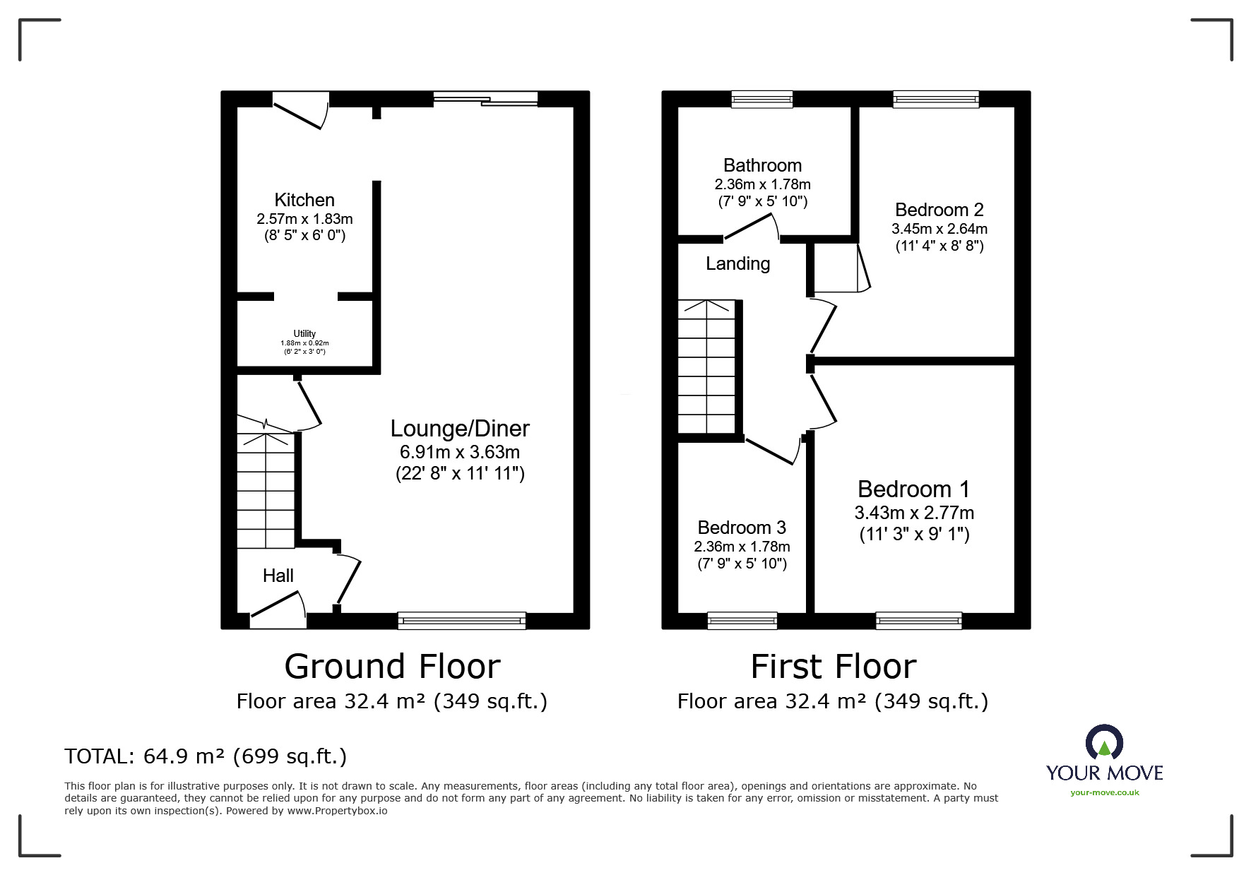 Floorplan of 3 bedroom Semi Detached House for sale, Hillside Avenue, Kidsgrove, Stoke-On-Trent, ST7