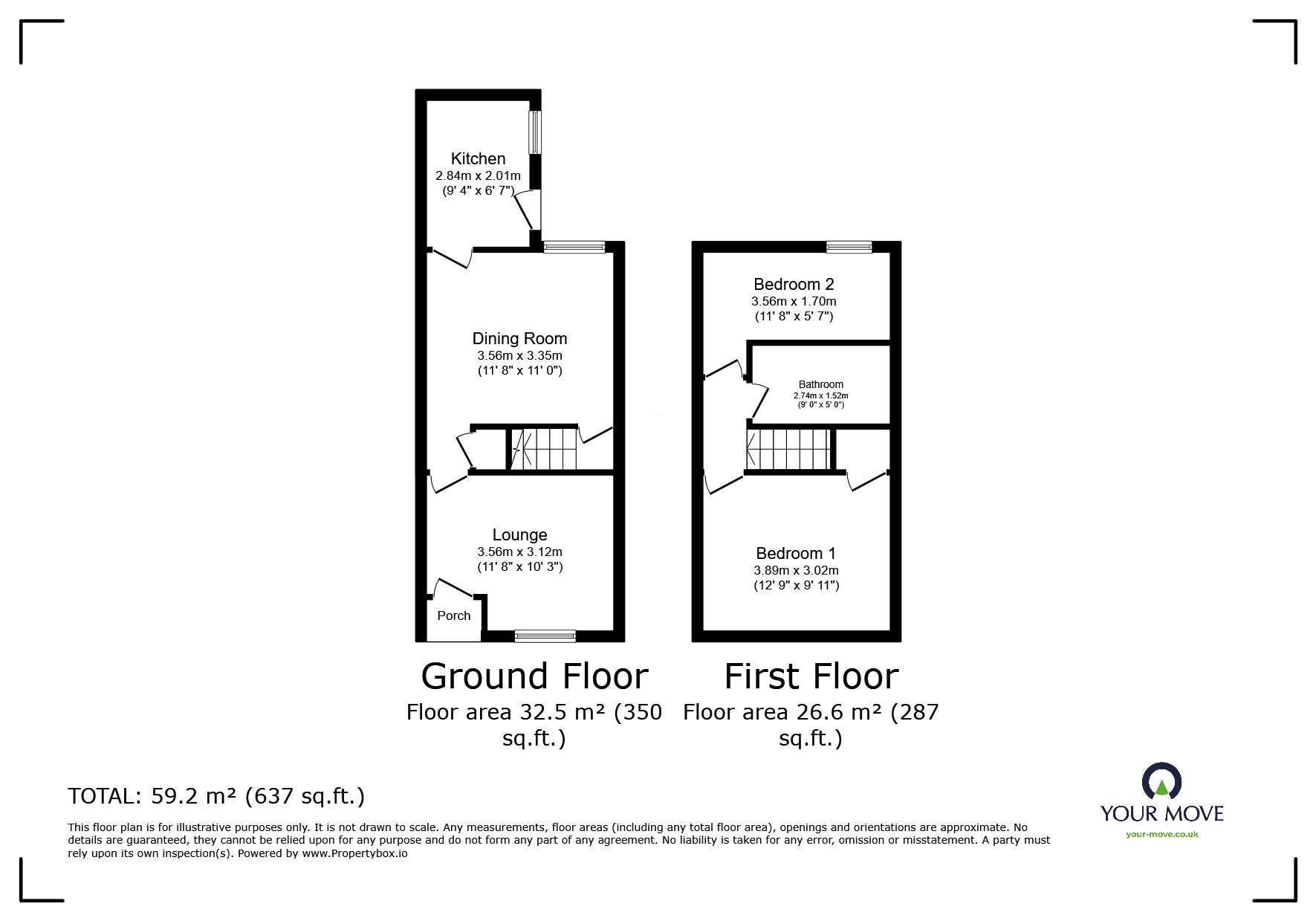 Floorplan of 2 bedroom Mid Terrace House to rent, Brierley Street, Smallthorne, Stoke-on-Trent, Staffordshire, ST6