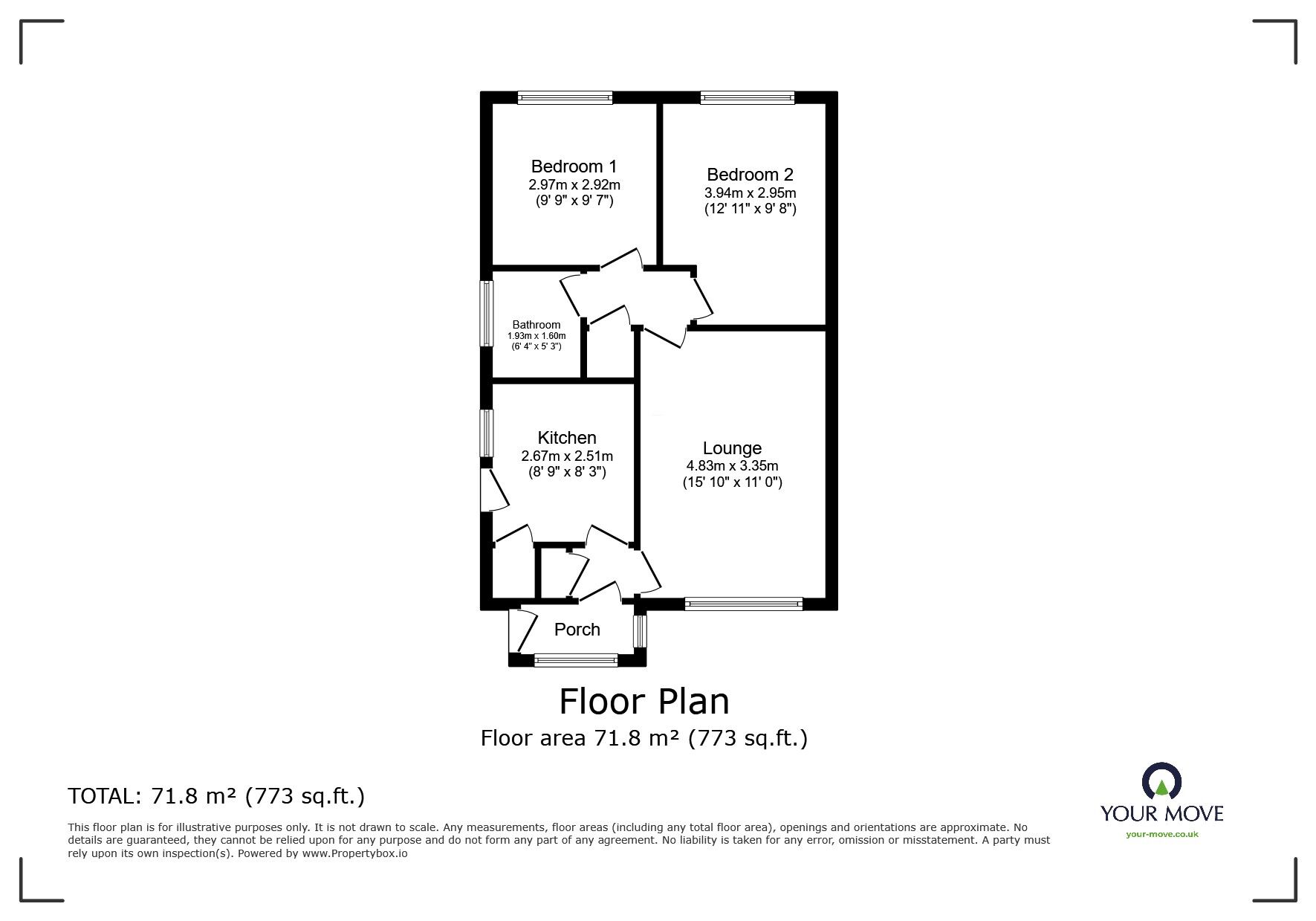 Floorplan of 2 bedroom Detached Bungalow for sale, Kemnay Avenue, Wedgewood Farm, Stoke-on-Trent, Staffordshire, ST6