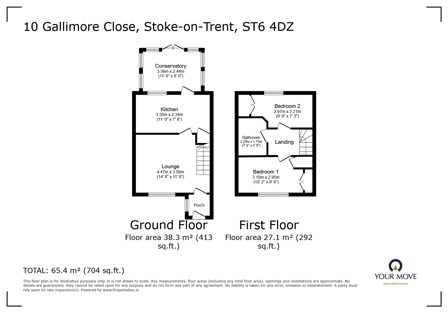 Floorplan of 2 bedroom Mid Terrace House for sale, Gallimore Close, Burslem, Stoke-on-Trent, Staffordshire, ST6