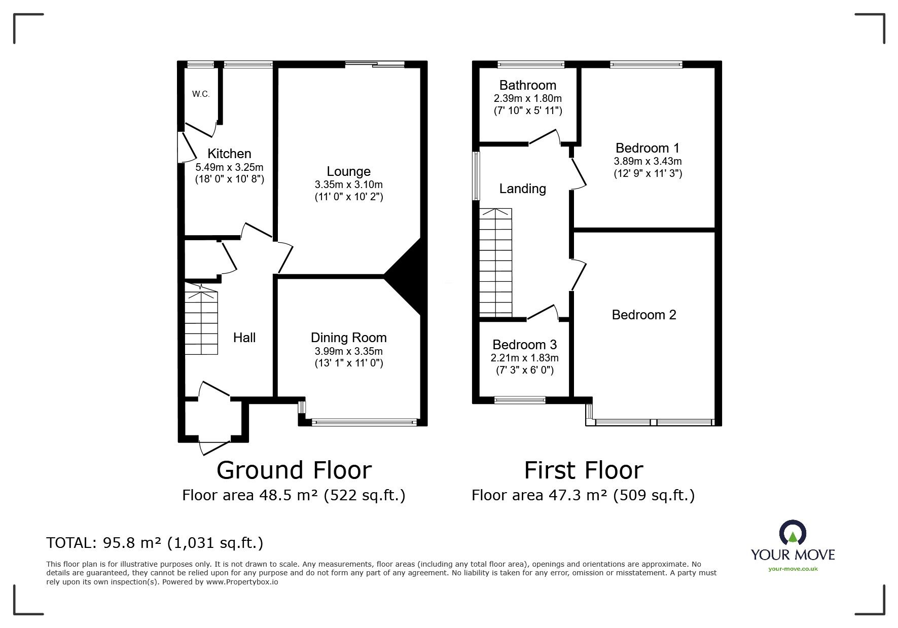 Floorplan of 3 bedroom Semi Detached House for sale, Crown Bank, Talke, Staffordshire, ST7