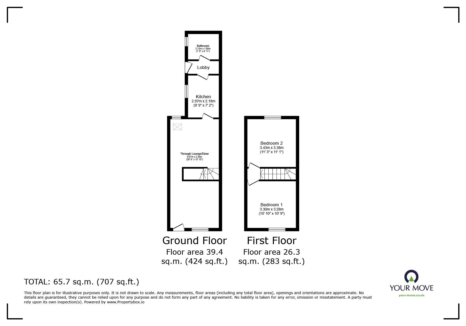 Floorplan of 2 bedroom Mid Terrace House to rent, Knight Street, Tunstall, Stoke-on-Trent, Staffordshire, ST6