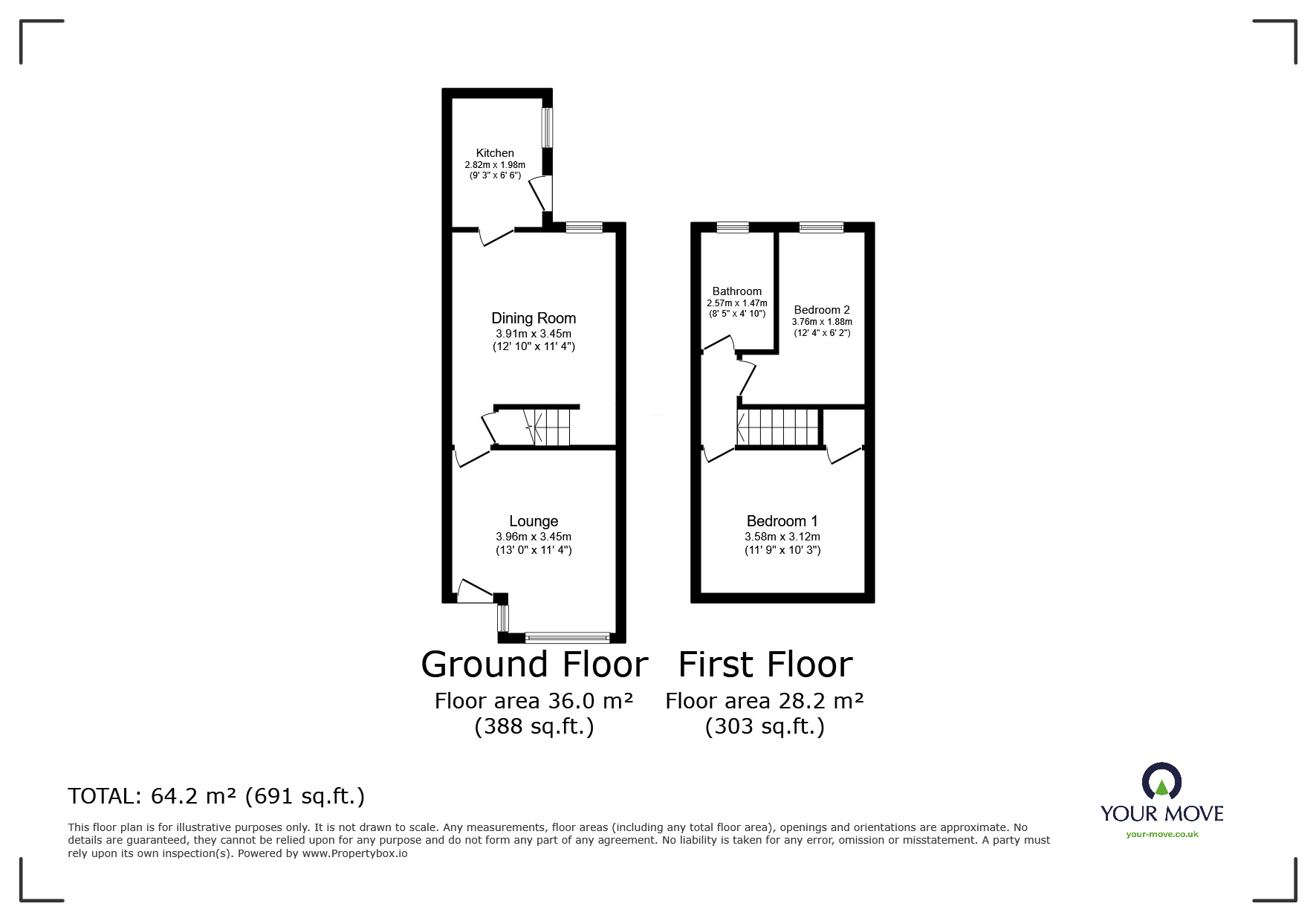 Floorplan of 2 bedroom Mid Terrace House for sale, King William Street, Tunstall, Stoke-on-Trent, Staffordshire, ST6