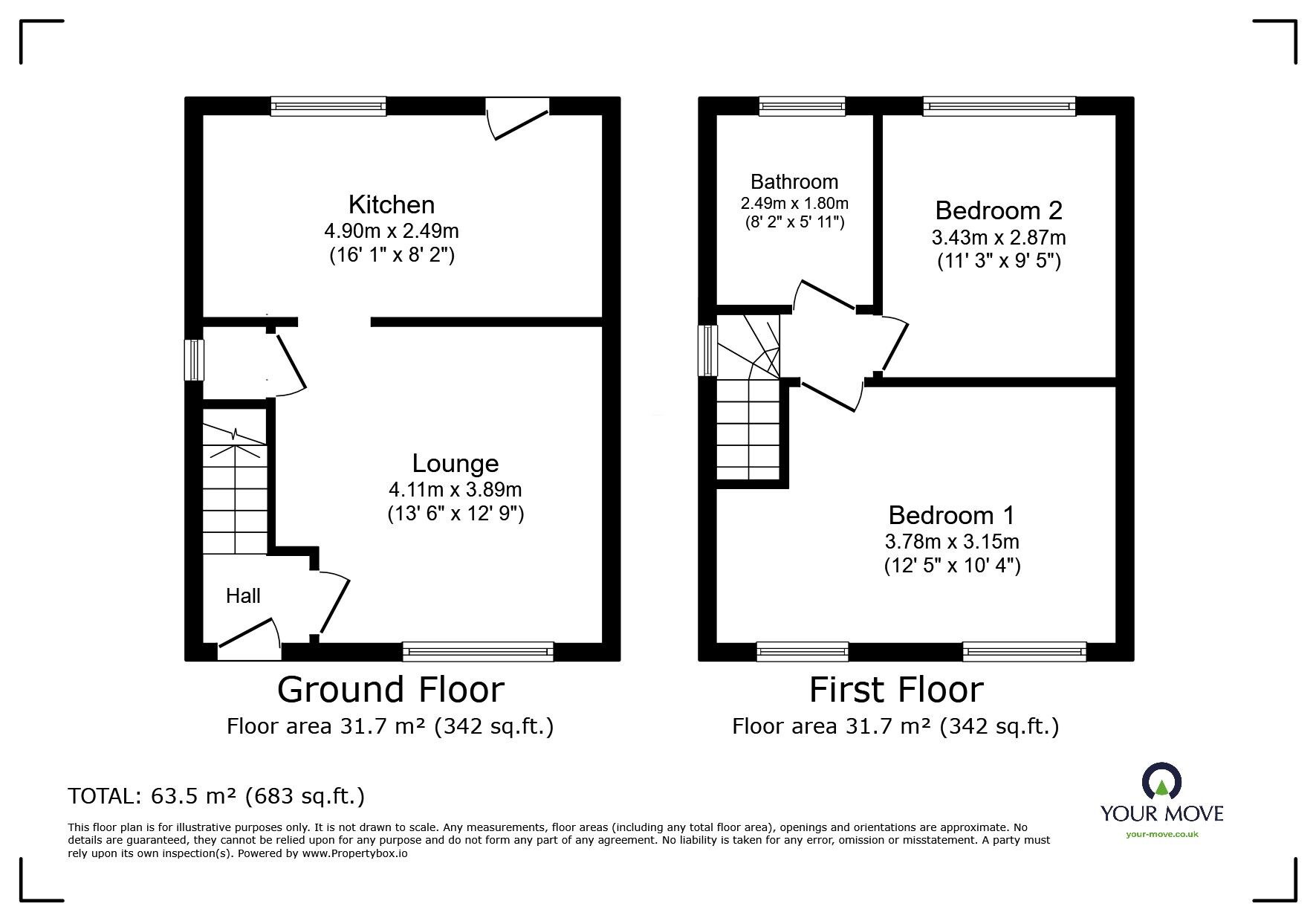 Floorplan of 2 bedroom Semi Detached House for sale, Cotton Road, Sandyford, Stoke-on-Trent, Staffordshire, ST6