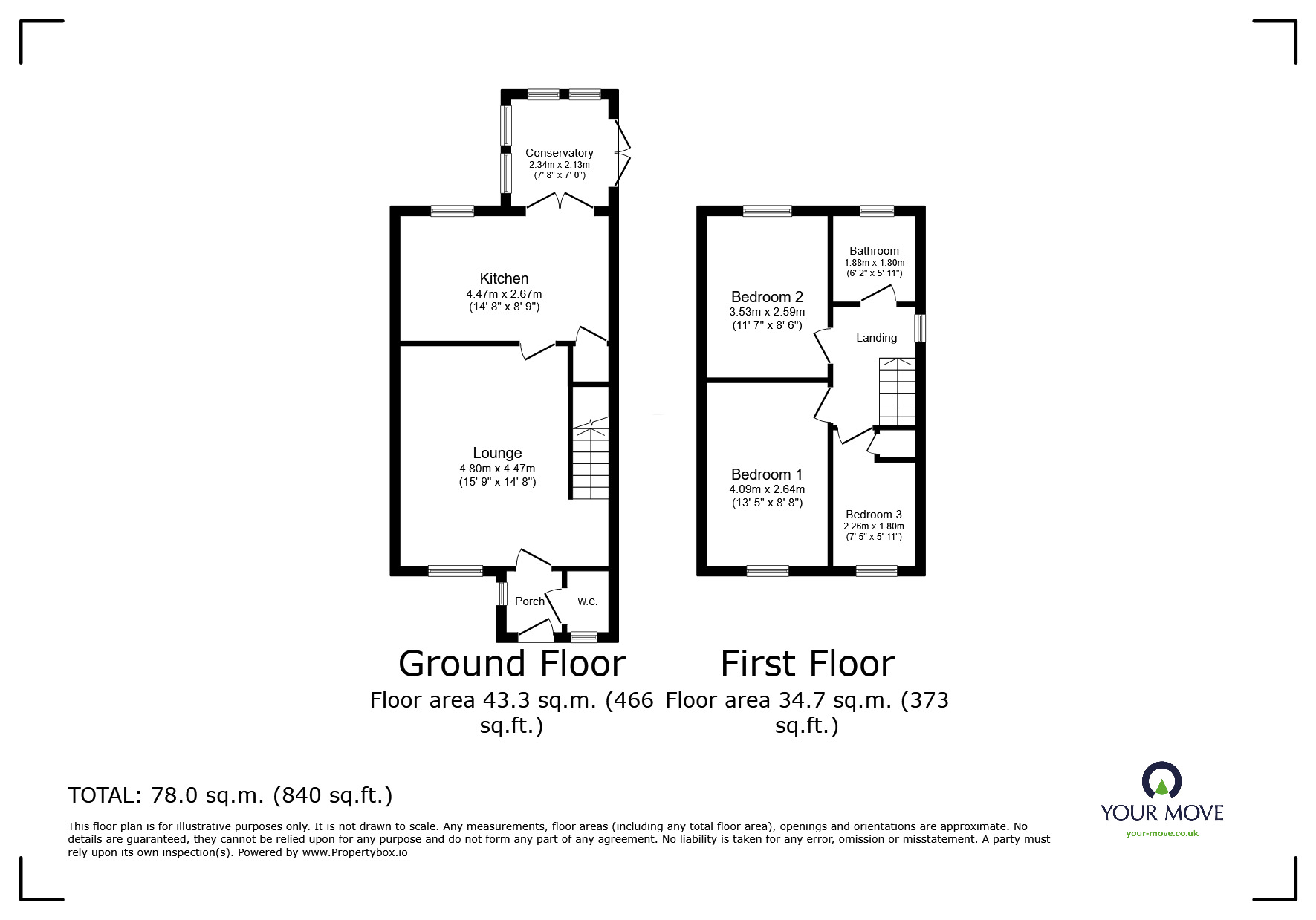 Floorplan of 3 bedroom Semi Detached House for sale, Dakota Grove, Tunstall, Stoke-on-Trent, Staffordshire, ST6