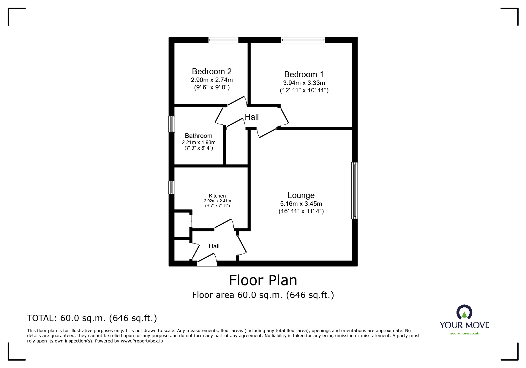 Floorplan of 2 bedroom  Flat for sale, Drakeford Grove, Norton, Stoke-on-Trent, Staffordshire, ST6