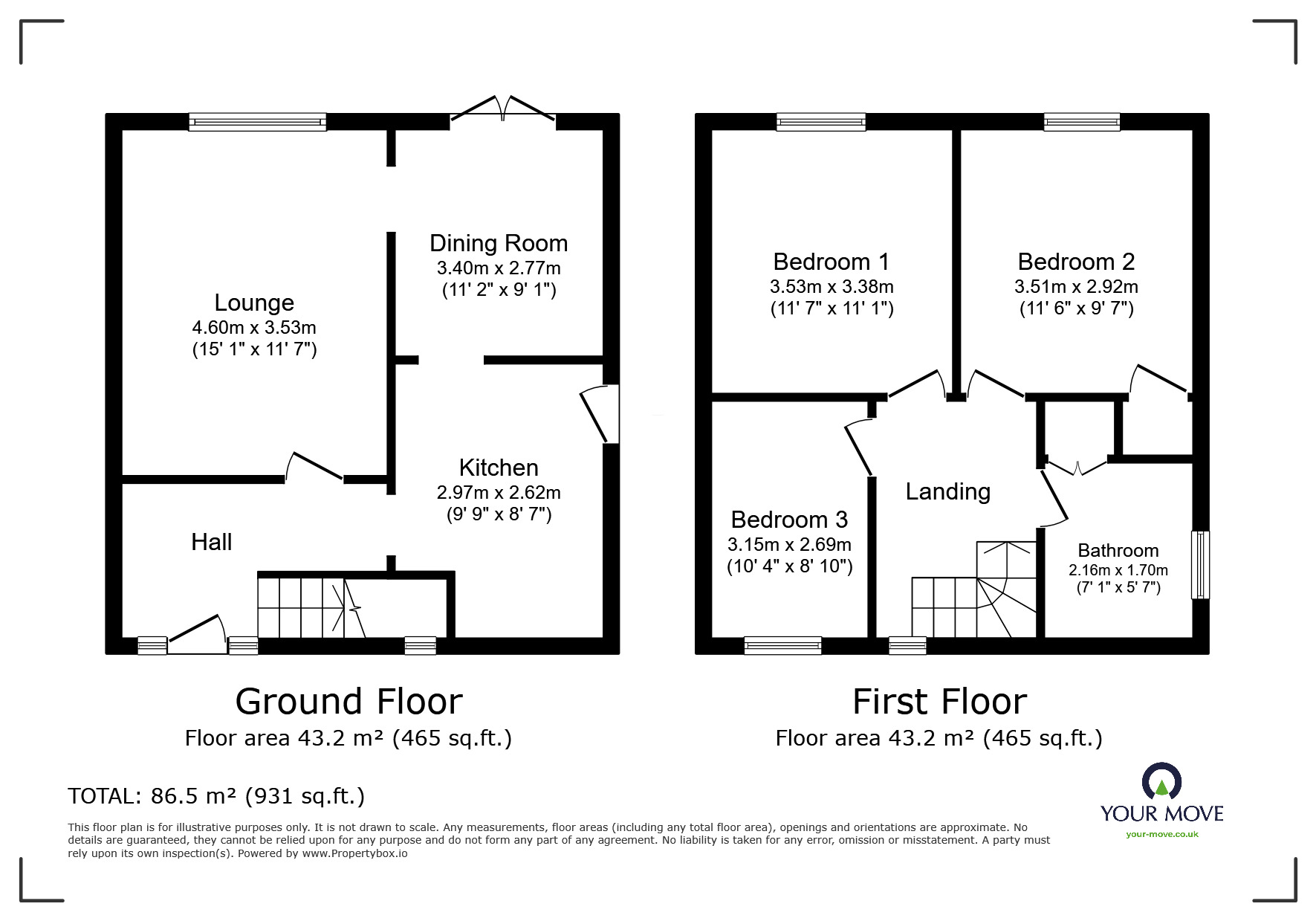 Floorplan of 3 bedroom Semi Detached House for sale, Oversley Road, Fegg Hayes, Stoke-on-Trent, Staffordshire, ST6