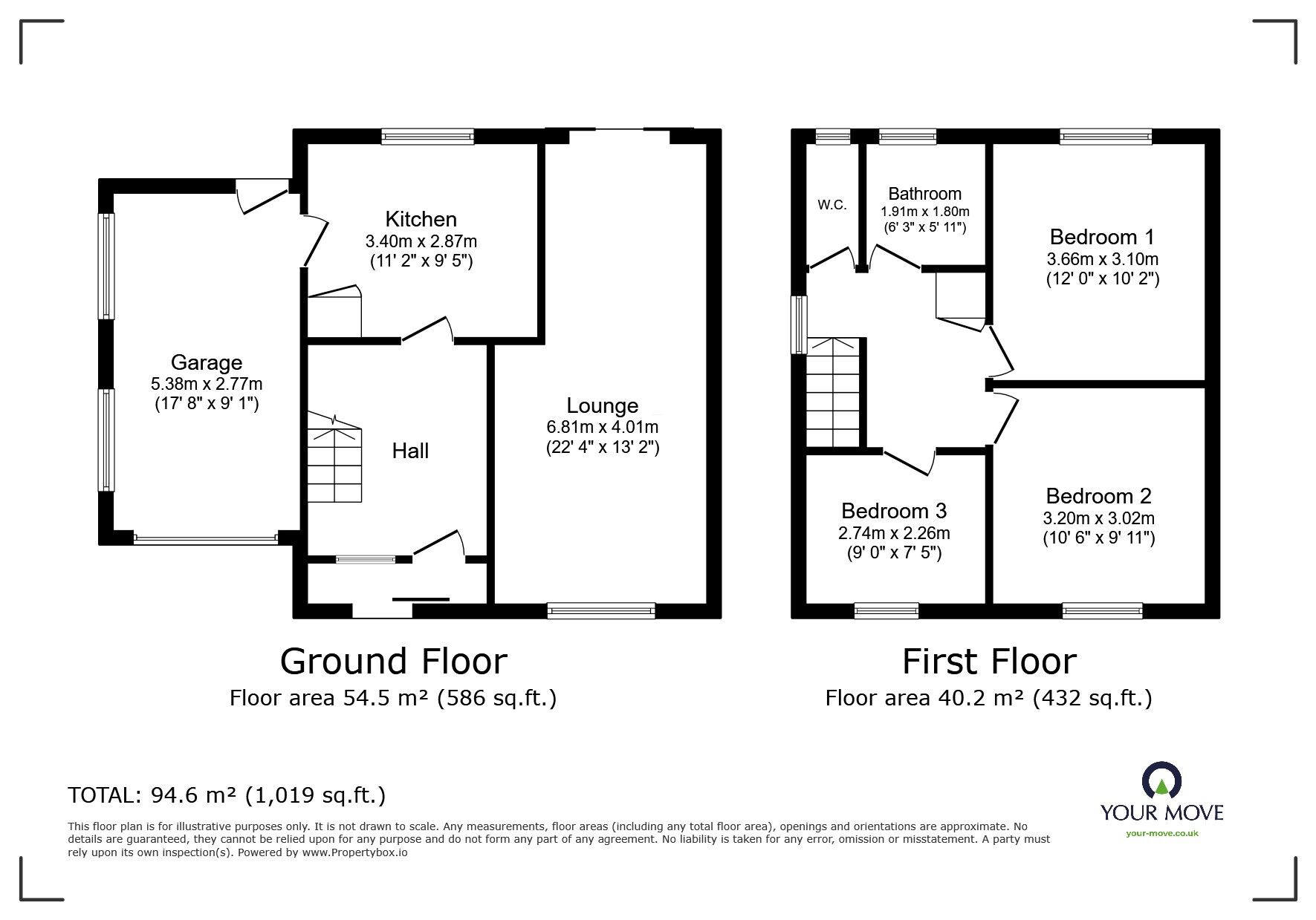 Floorplan of 3 bedroom Semi Detached House for sale, Moreton Close, Kidsgrove, Staffordshire, ST7