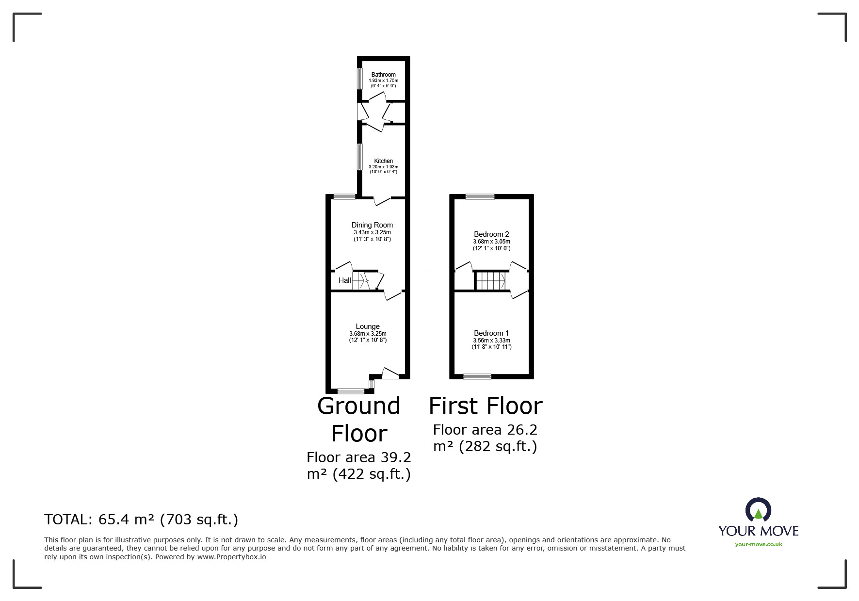 Floorplan of 2 bedroom Mid Terrace House for sale, Hamil Road, Burslem, Stoke-on-Trent, Staffordshire, ST6