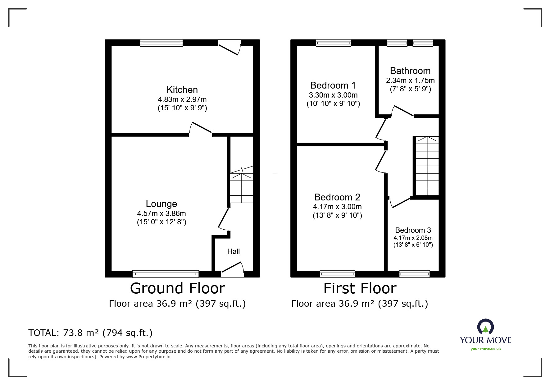 Floorplan of 3 bedroom End Terrace House for sale, Sancton Green, Middleport, Stoke-on-Trent, Staffordshire, ST6