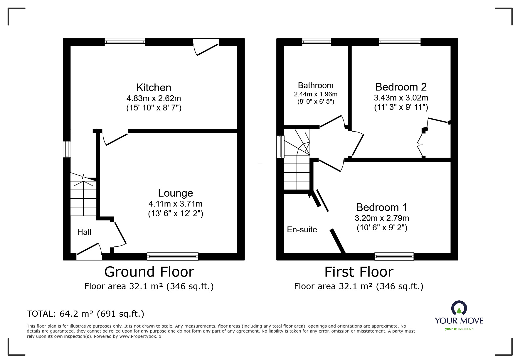 Floorplan of 2 bedroom Semi Detached House for sale, Broadfield Road, Sandyford, Stoke-on-Trent, Staffordshire, ST6