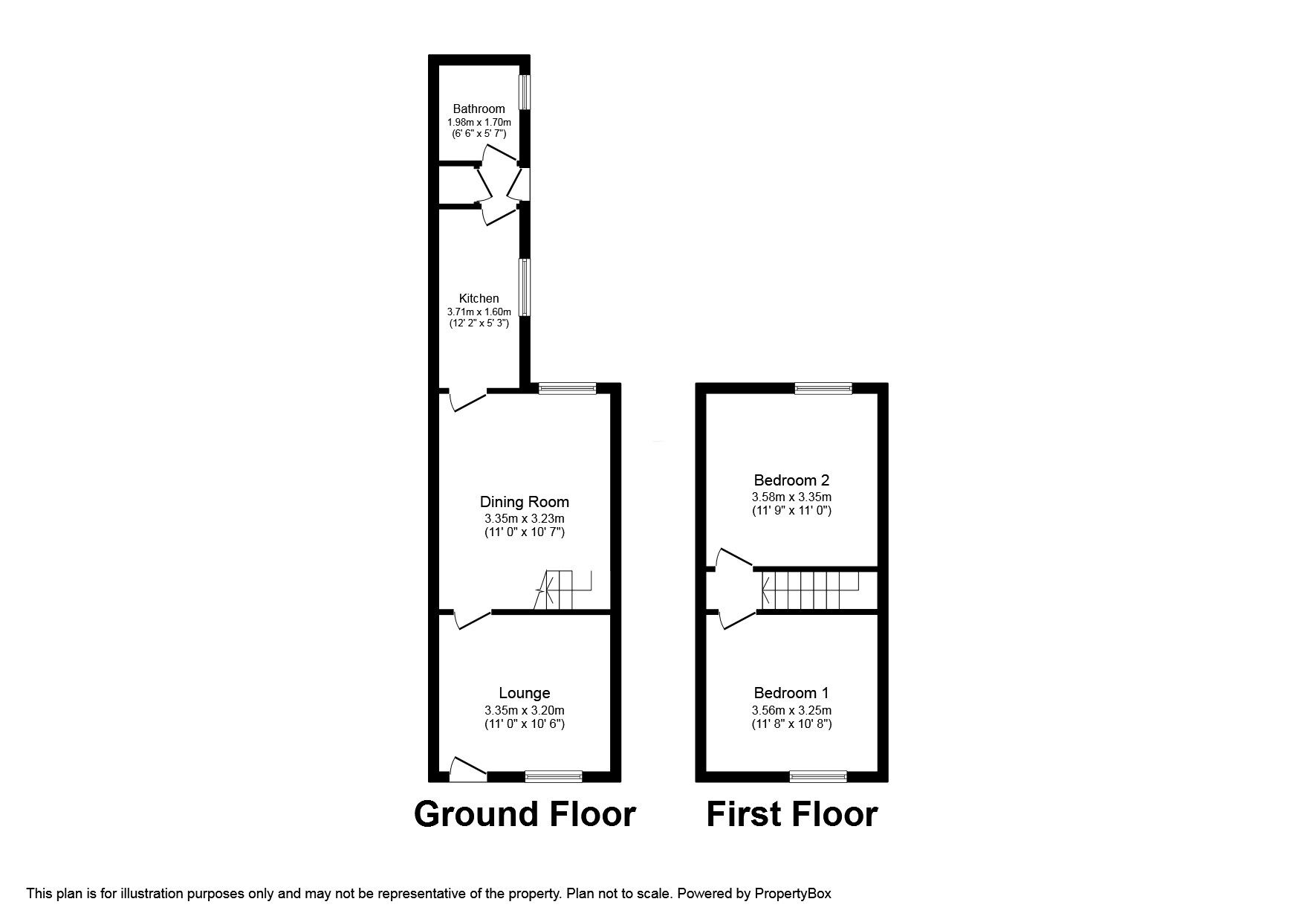 Floorplan of 2 bedroom Mid Terrace House to rent, Lindley Street, Cobridge, Stoke-on-Trent, Staffordshire, ST6